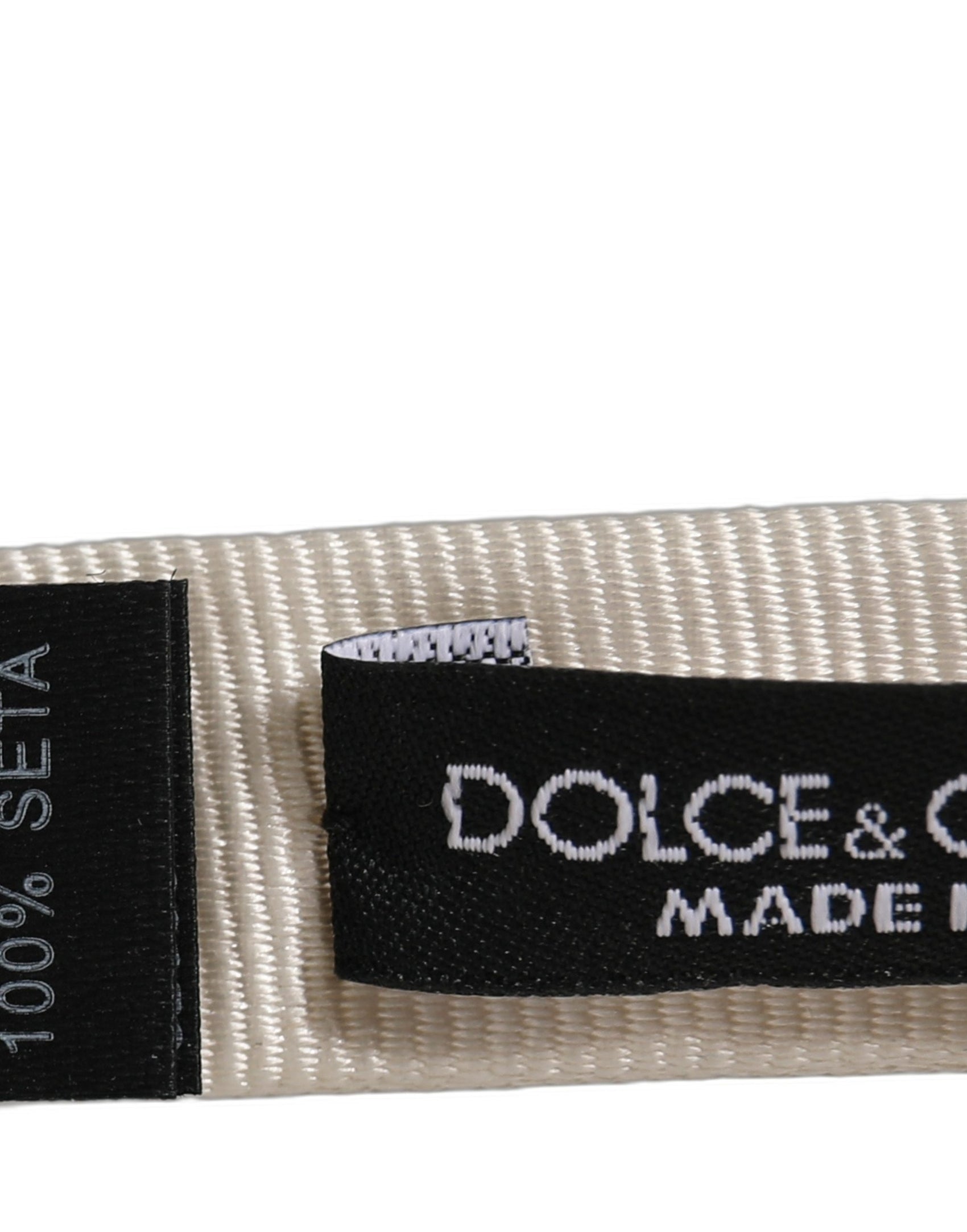 Dolce & Gabbana Men White 100% Silk Adjustable Neck Papillon Bow Tie
