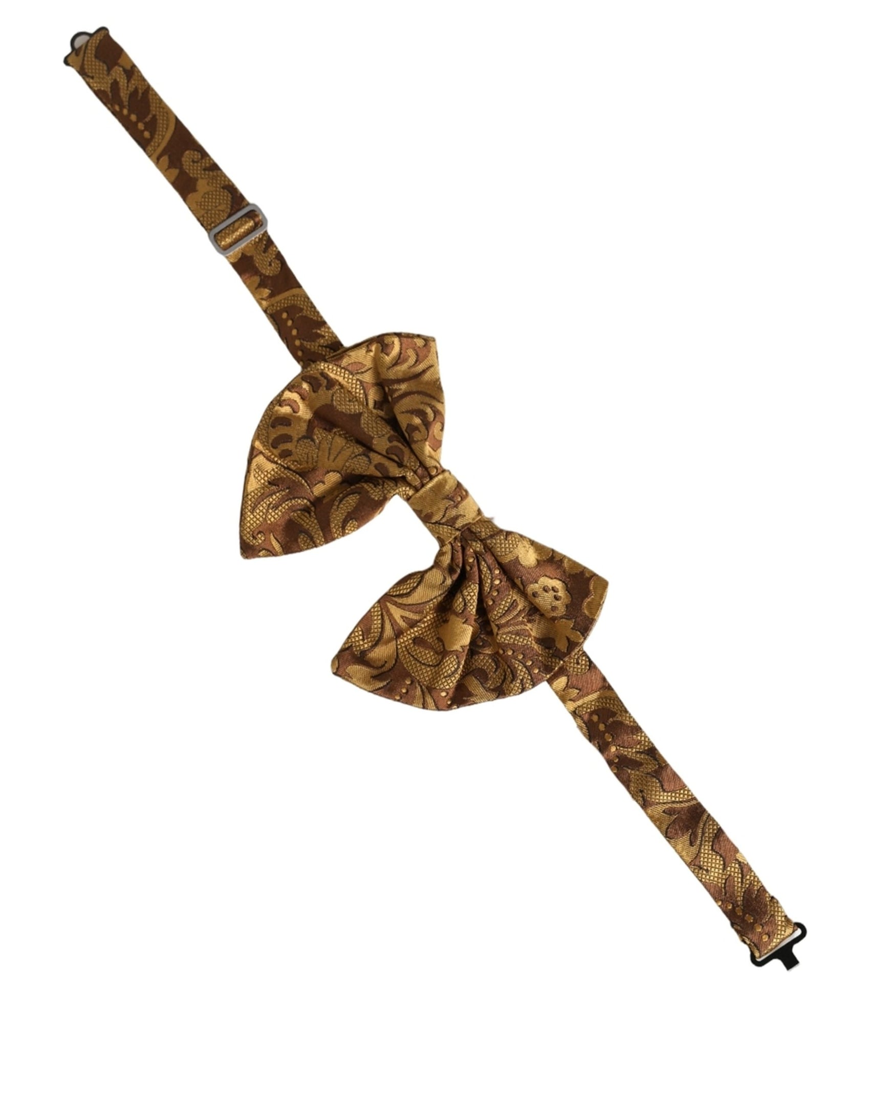 Dolce & Gabbana Men Brown Floral Silk Adjustable Neck Papillon Bow Tie