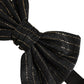 Dolce & Gabbana Men Black Pinstripe Silk Adjustable Neck Papillon Bow Tie
