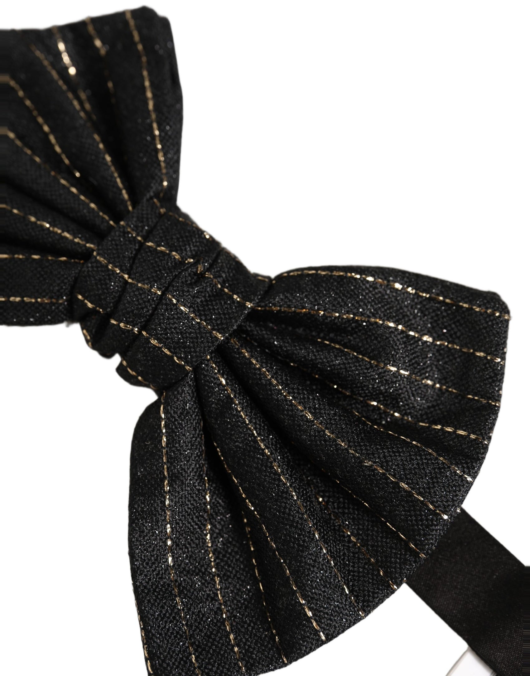 Dolce & Gabbana Men Black Pinstripe Silk Adjustable Neck Papillon Bow Tie