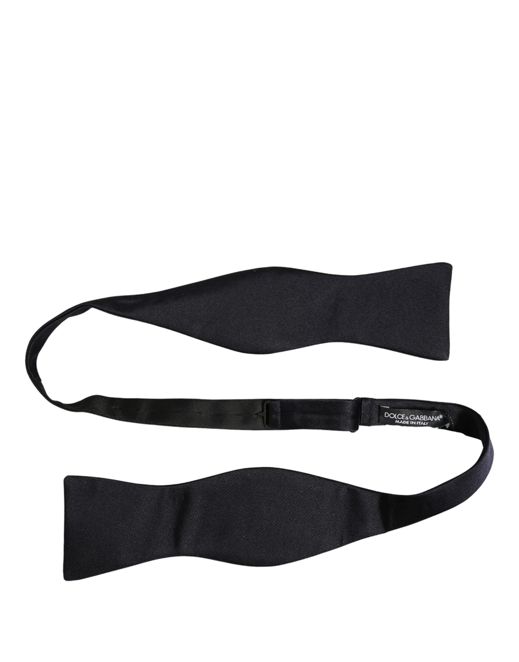 Dolce & Gabbana Men Black 100% Silk Adjustable Neck Papillon Bow Tie