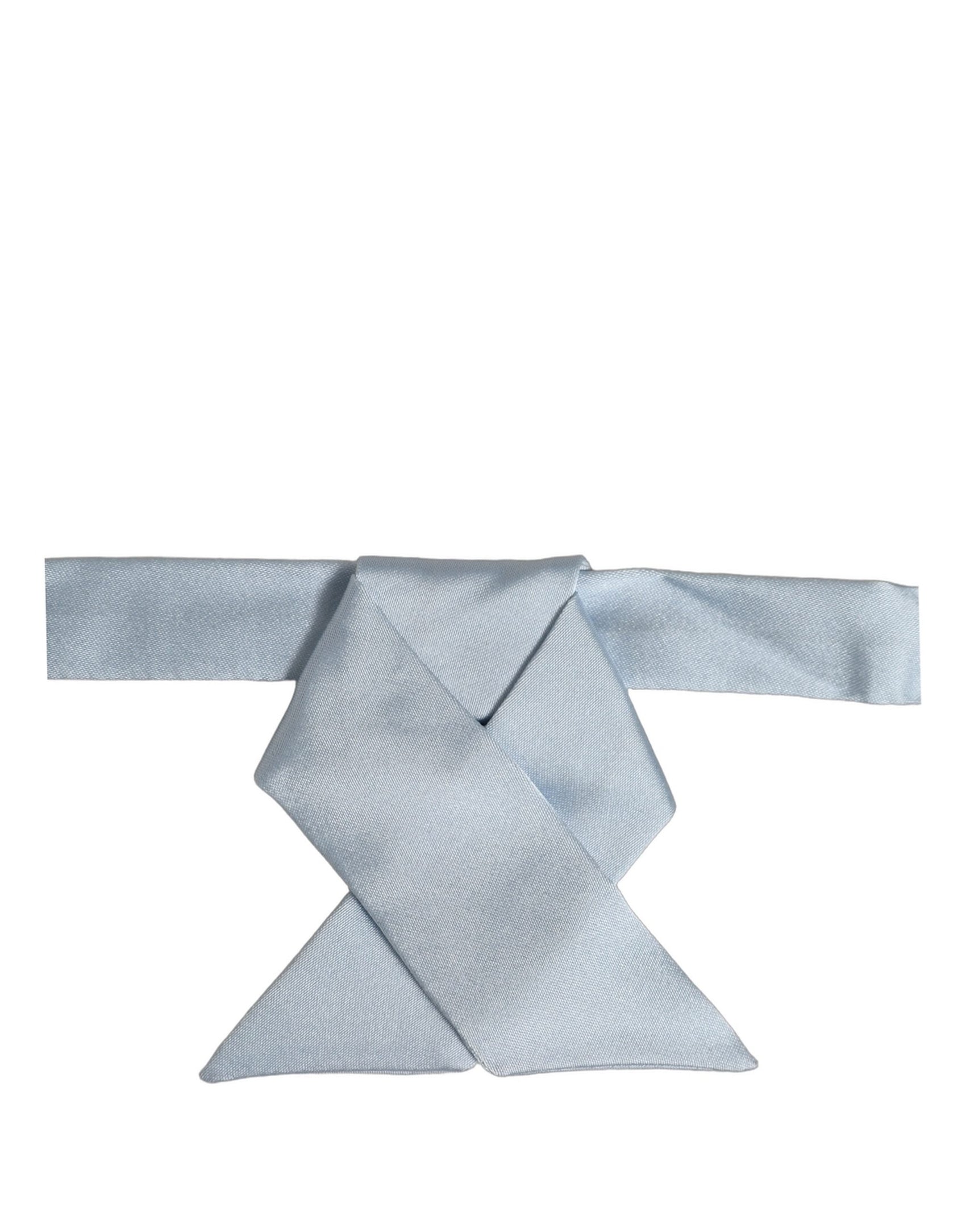 Dolce & Gabbana Men Light Blue SIlk Adjustable Neck Papillon Bow Tie