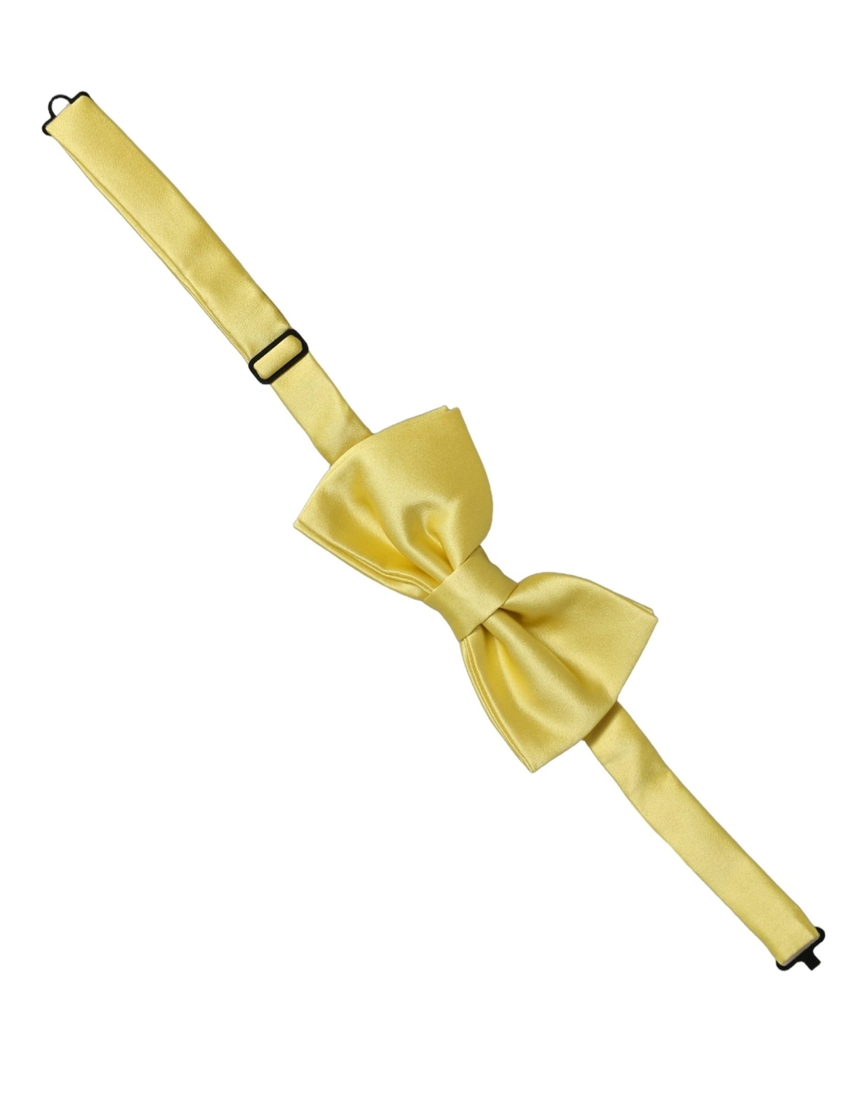 Dolce & Gabbana Men Yellow 100% Silk Adjustable Neck Papillon Bow Tie