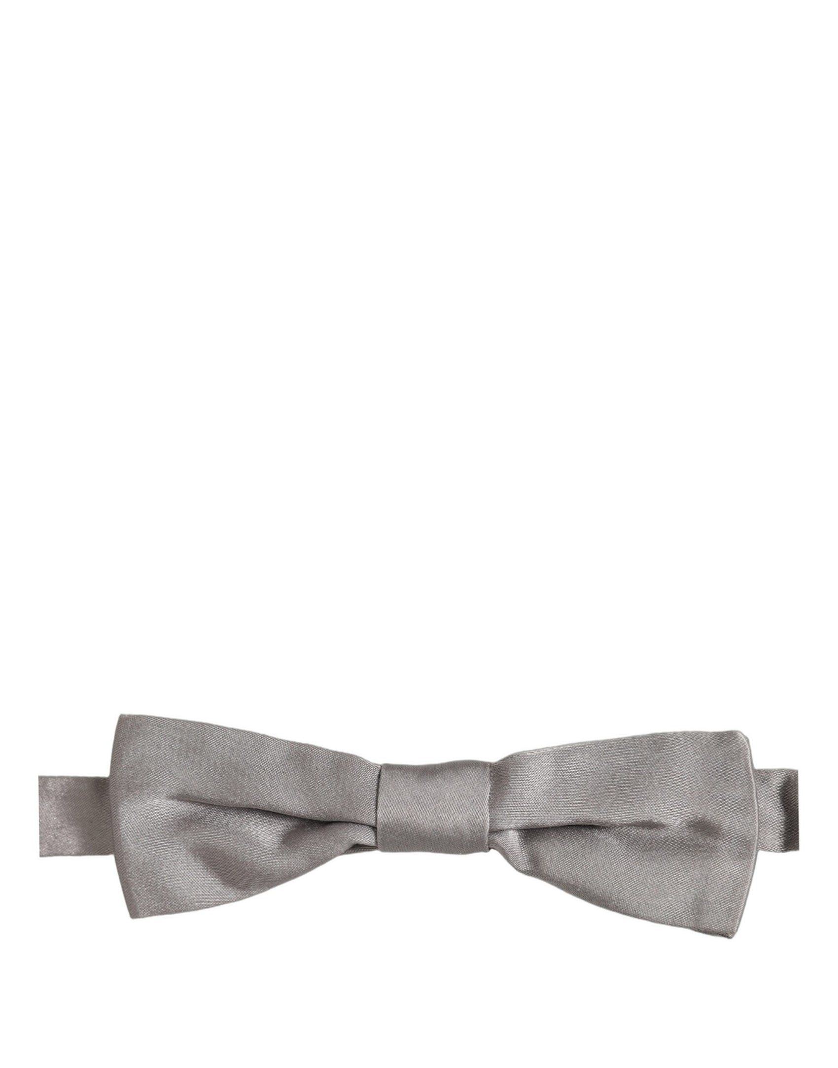 Dolce & Gabbana Men Gray 100% Silk Adjustable Neck Papillon Bow Tie