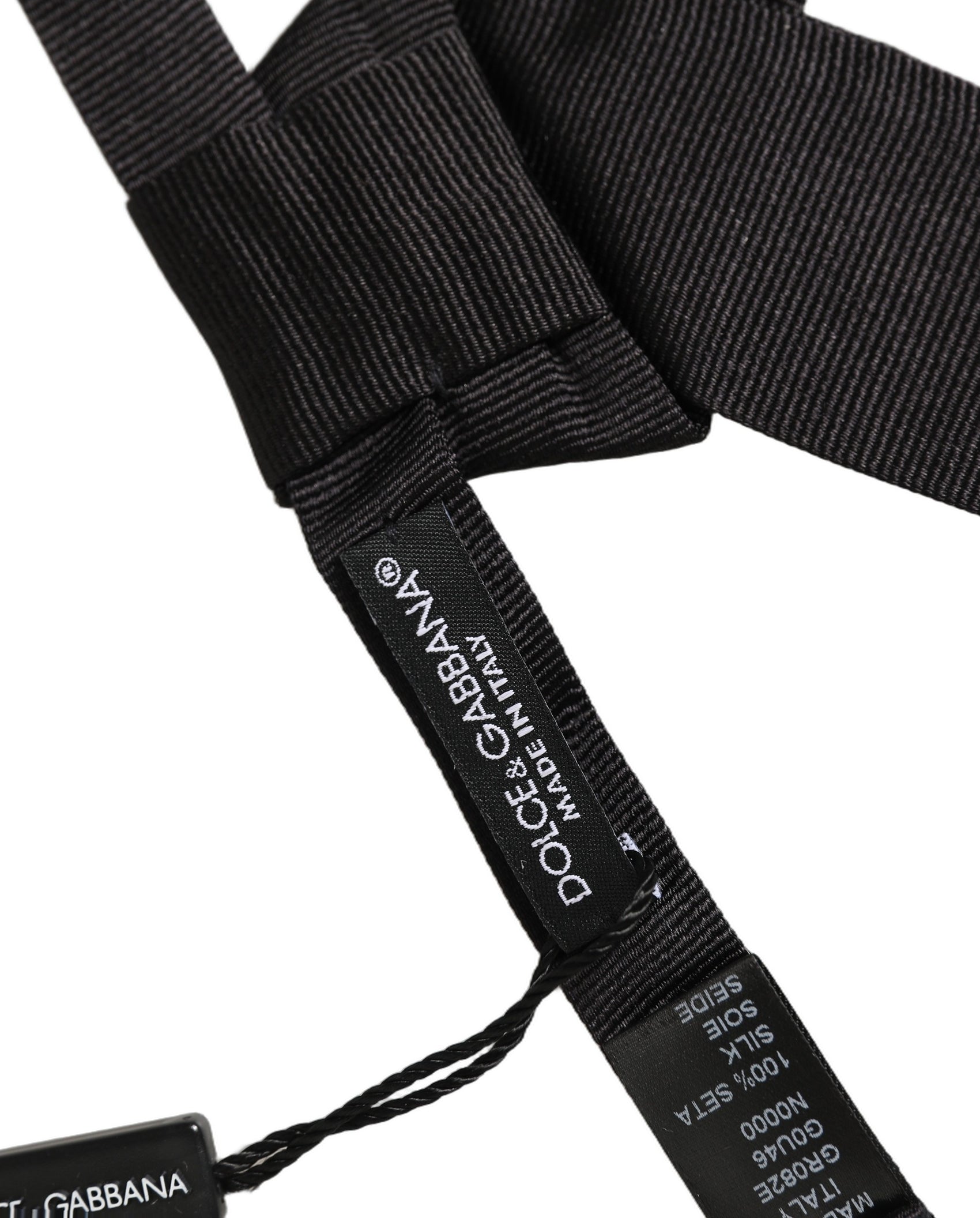 Dolce & Gabbana Men Black 100% SIlk Adjustable Neck Papillon Bow Tie