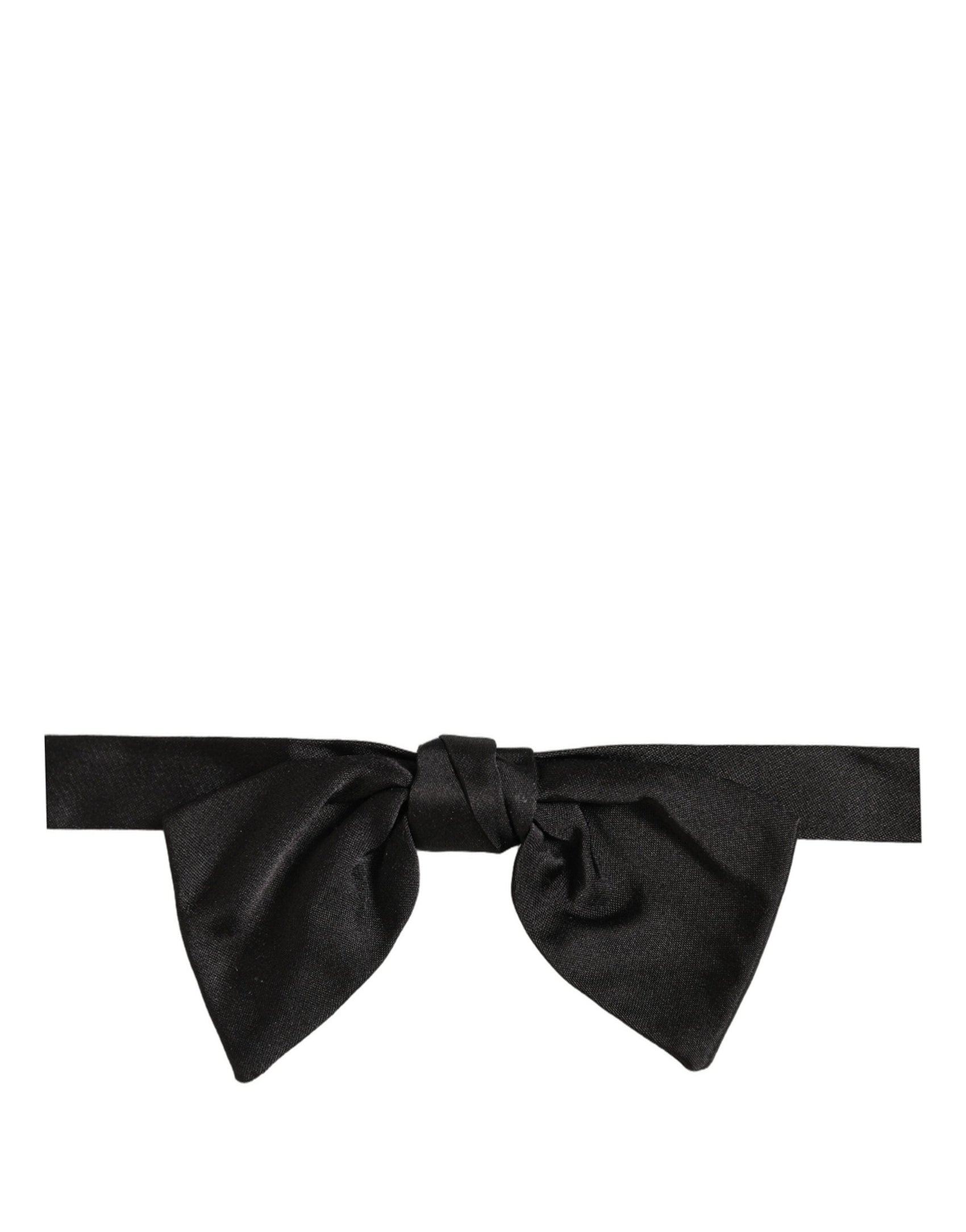 Dolce & Gabbana Men Black 100% SIlk Adjustable Neck Papillon Bow Tie