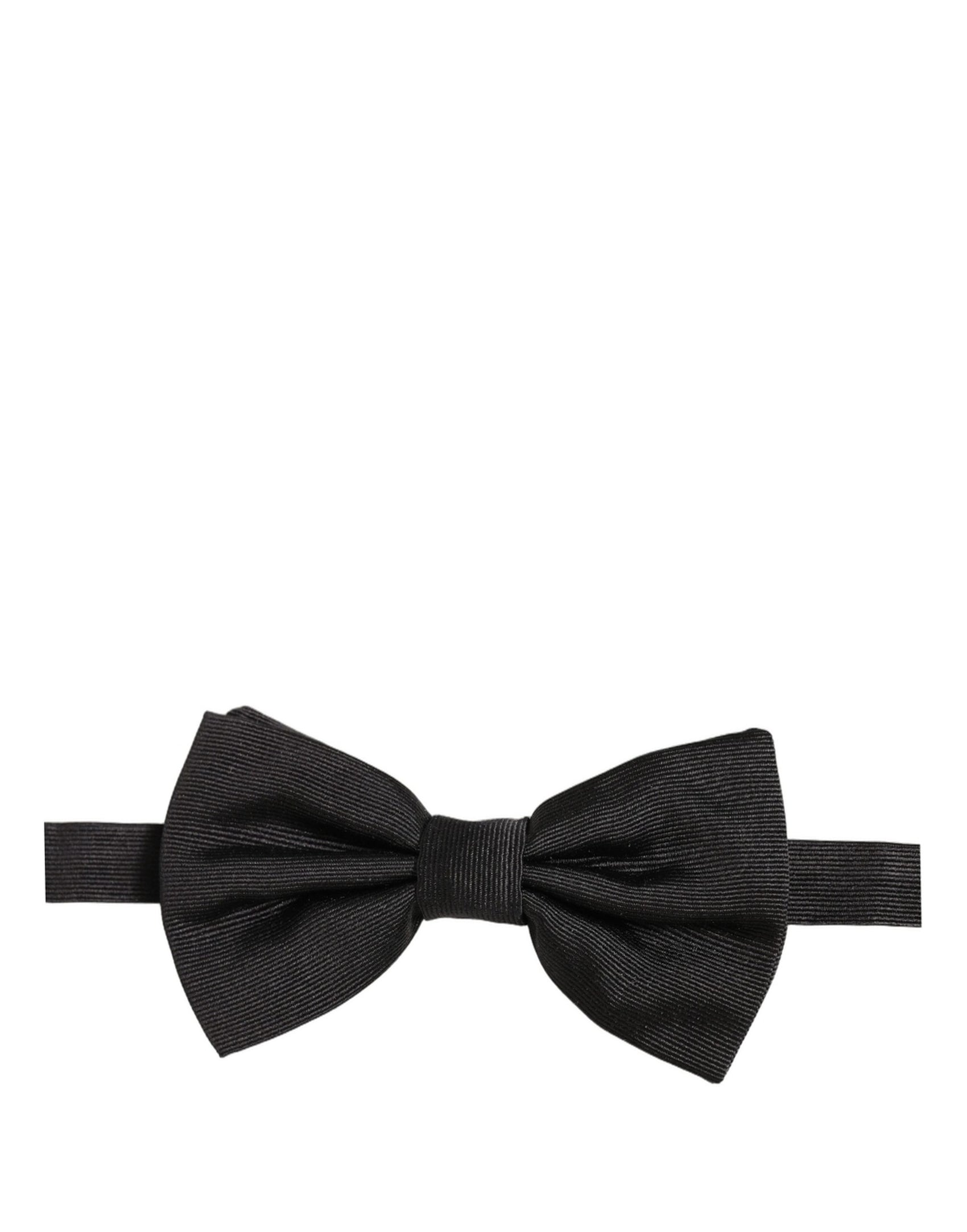 Dolce & Gabbana Men Black 100% Silk Adjustable Neck Papillon Bow Tie