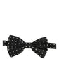Dolce & Gabbana Black White Polka Dot Adjustable Neck Papillon Bow Tie