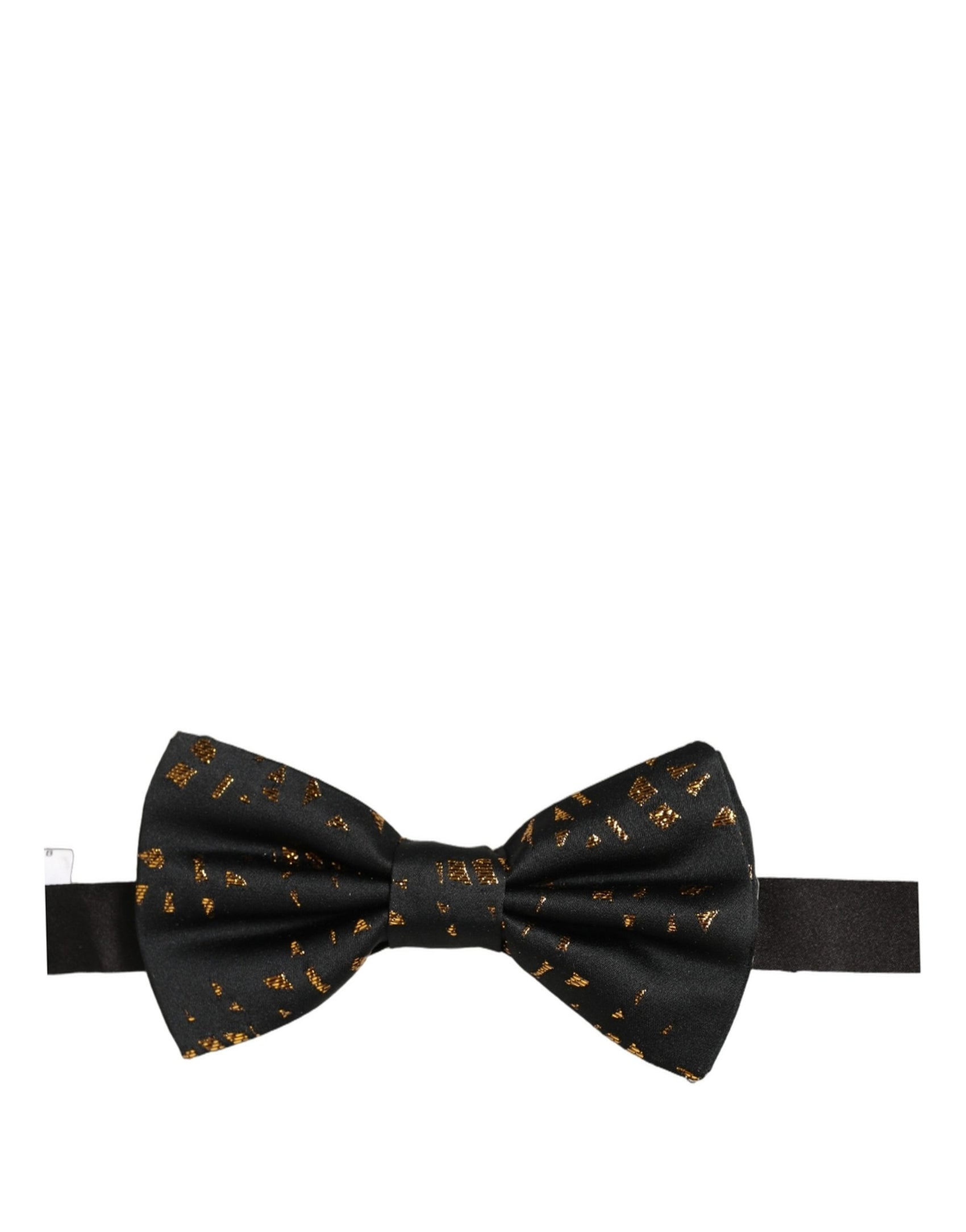 Dolce & Gabbana Black Gold Speckle Pattern Adjustable Neck Papillon Bow Tie