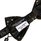 Dolce & Gabbana Black Gold Speckle Pattern Adjustable Neck Papillon Bow Tie