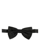 Dolce & Gabbana Men Black Silk Brocade Adjustable Neck Papillon Bow Tie