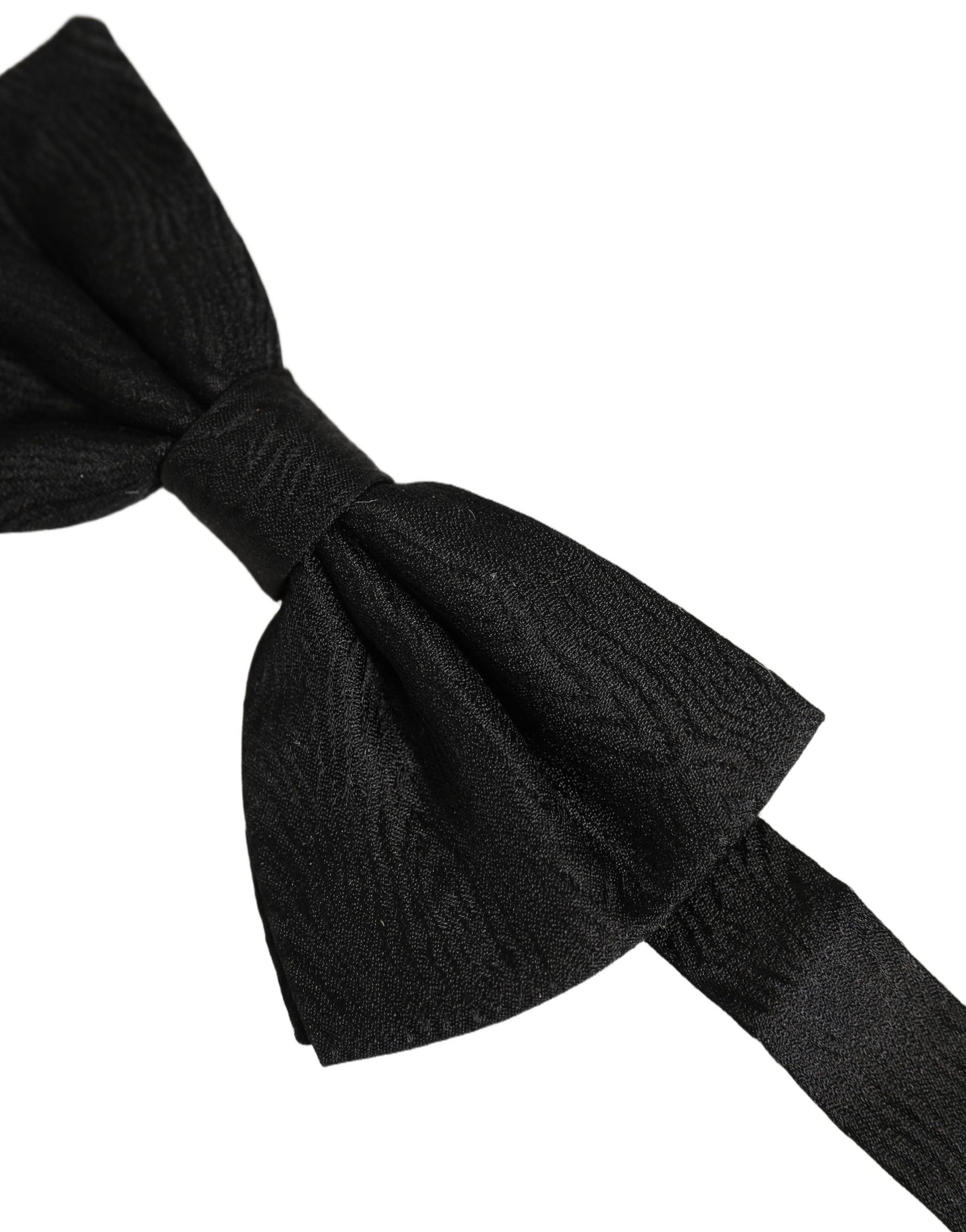 Dolce & Gabbana Men Black Silk Brocade Adjustable Neck Papillon Bow Tie