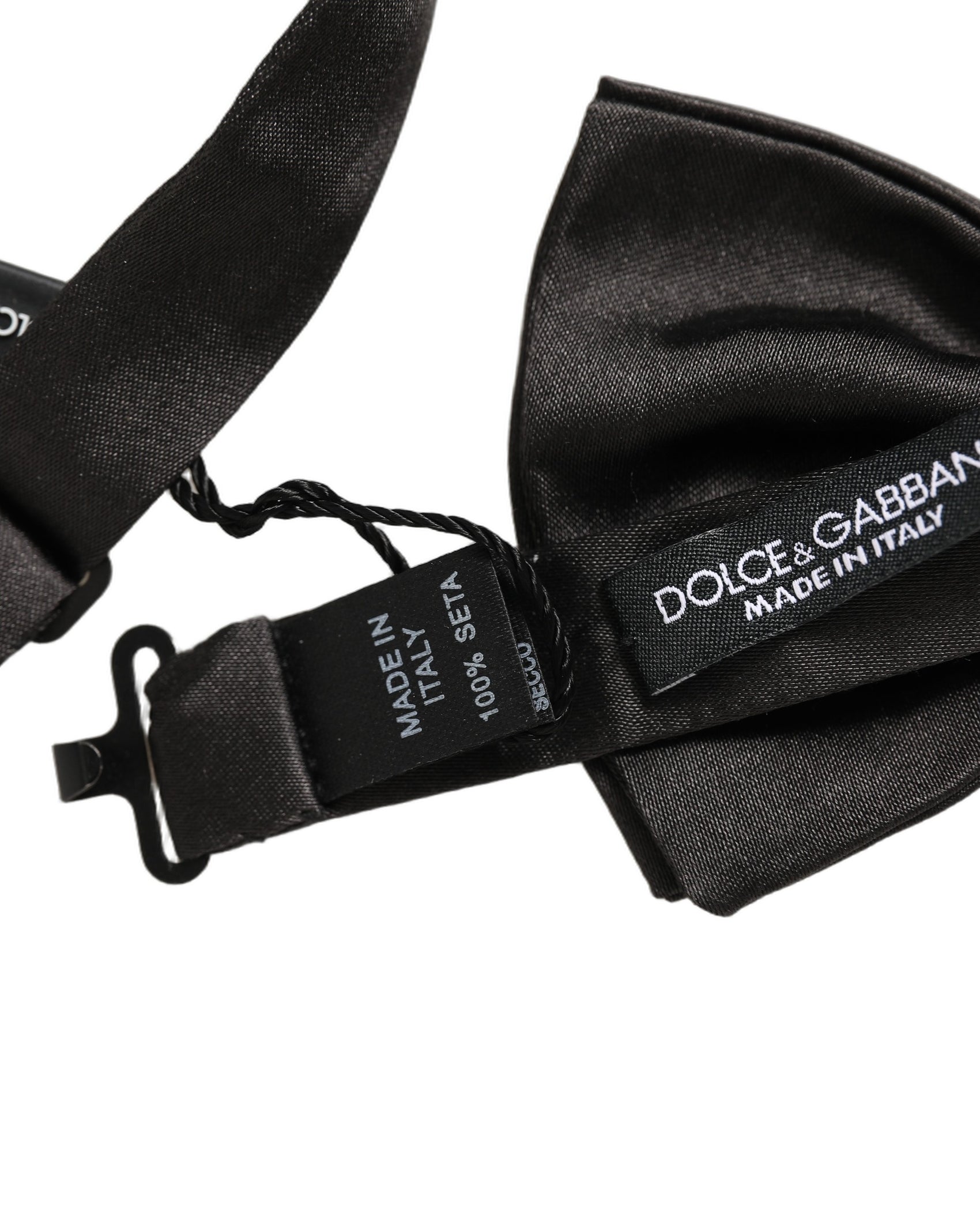 Dolce & Gabbana Men Black 100% Silk Adjustable Neck Papillon Bow Tie