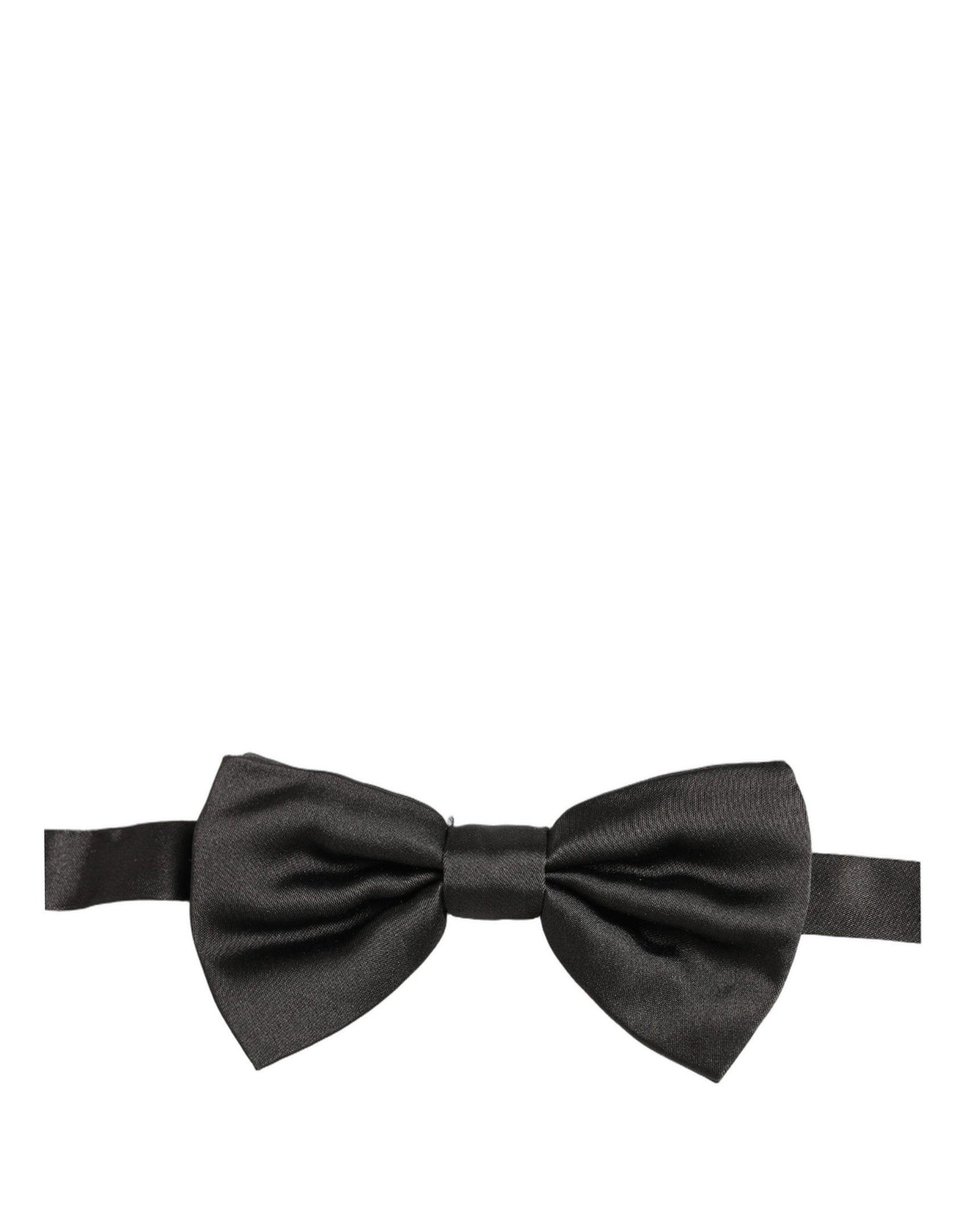 Dolce & Gabbana Men Black 100% Silk Adjustable Neck Papillon Bow Tie