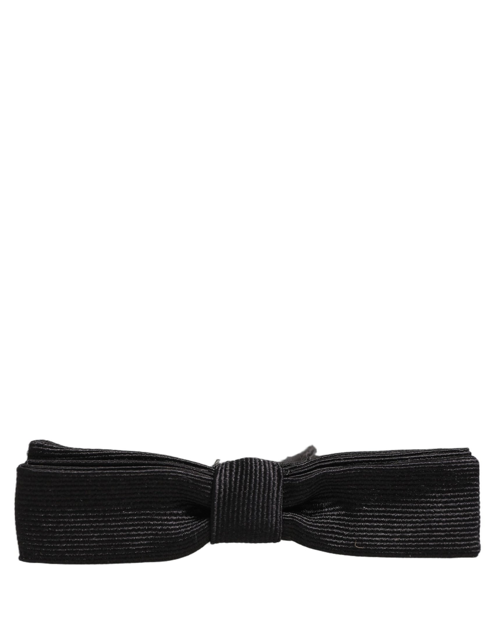 Dolce & Gabbana Men Black 100% SIlk Adjustable Neck Papillon Bow Tie