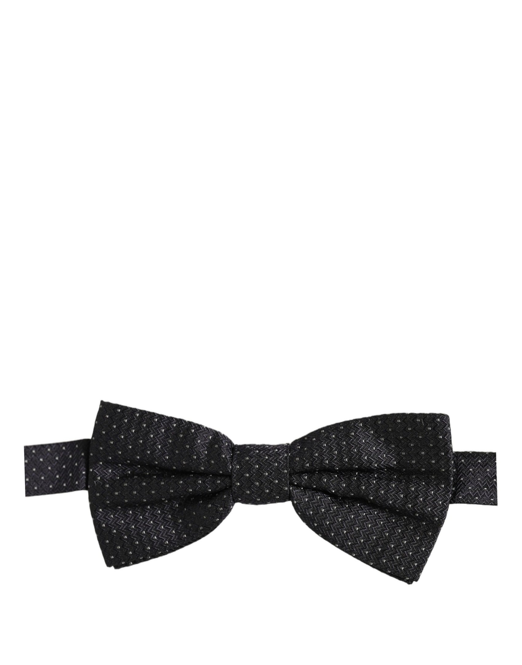 Dolce & Gabbana Black White Polka Dot Adjustable Neck Papillon Bow Tie