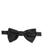 Dolce & Gabbana Men Black Paisley SIlk Adjustable Neck Papillon Bow Tie
