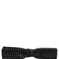 Dolce & Gabbana Black White Polka Dot Adjustable Neck Papillon Bow Tie