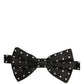 Dolce & Gabbana Black White Polka Dot Adjustable Neck Papillon Bow Tie