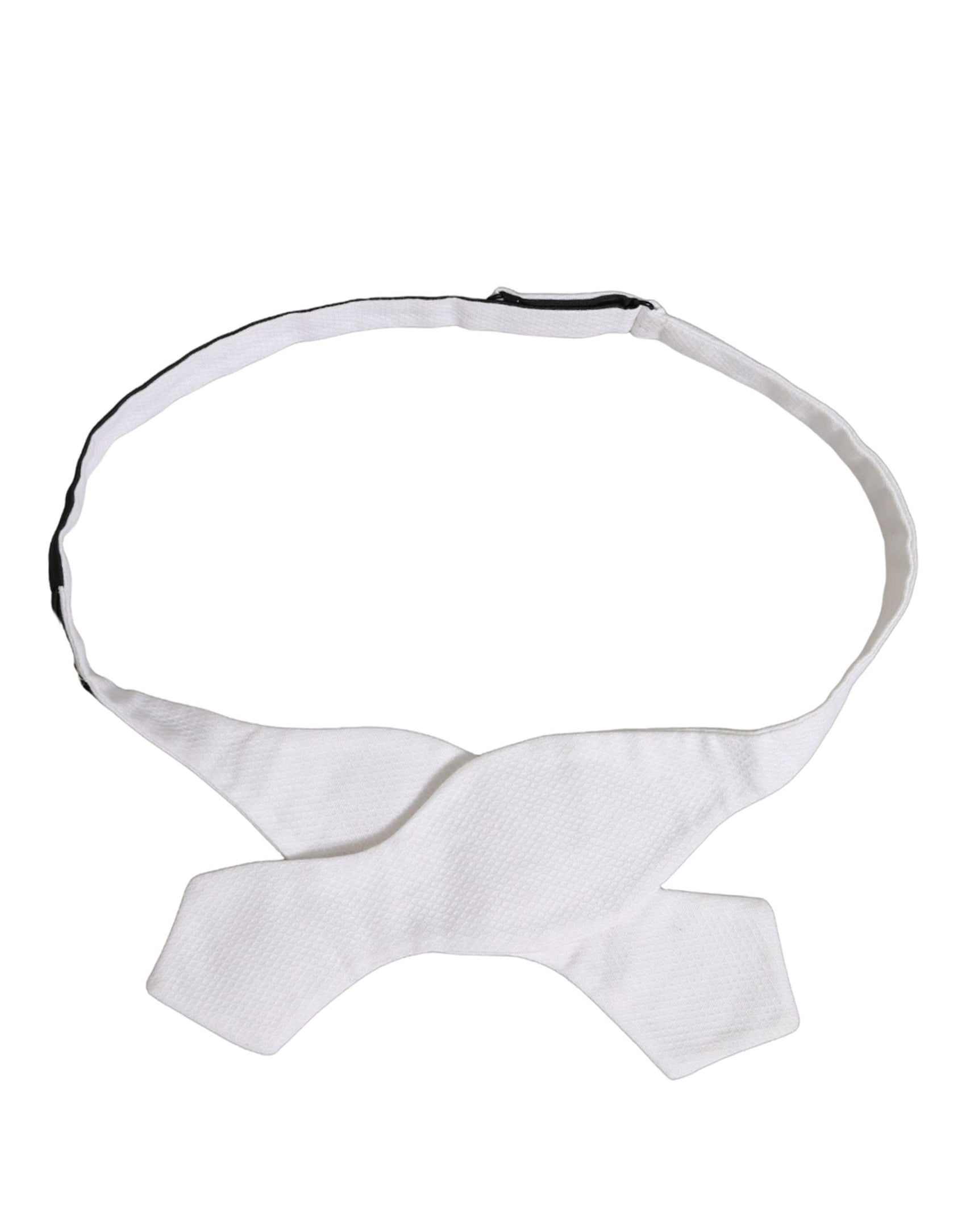 Dolce & Gabbana Men White 100% Silk Adjustable Neck Papillon Bow Tie