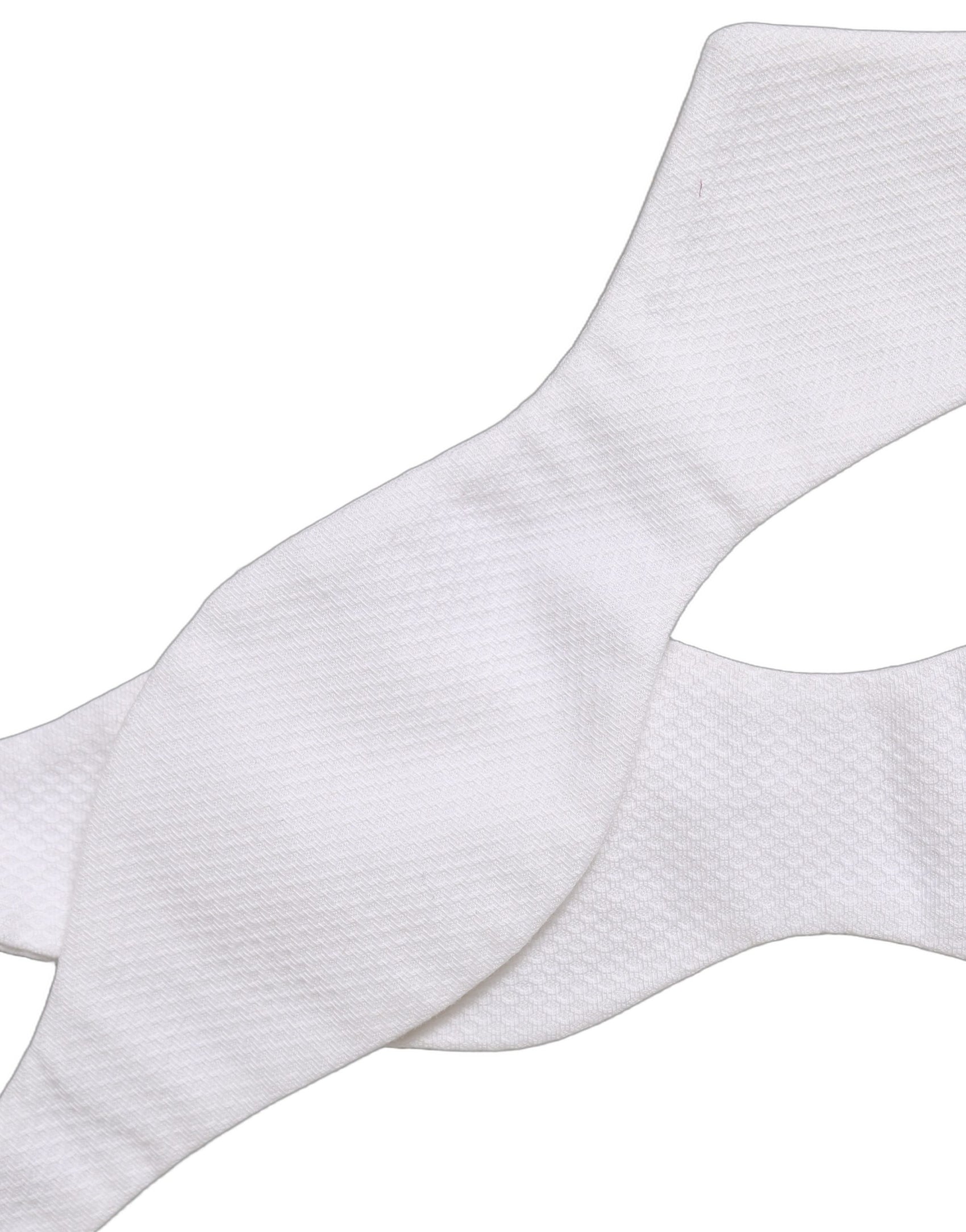 Dolce & Gabbana Men White 100% Silk Adjustable Neck Papillon Bow Tie