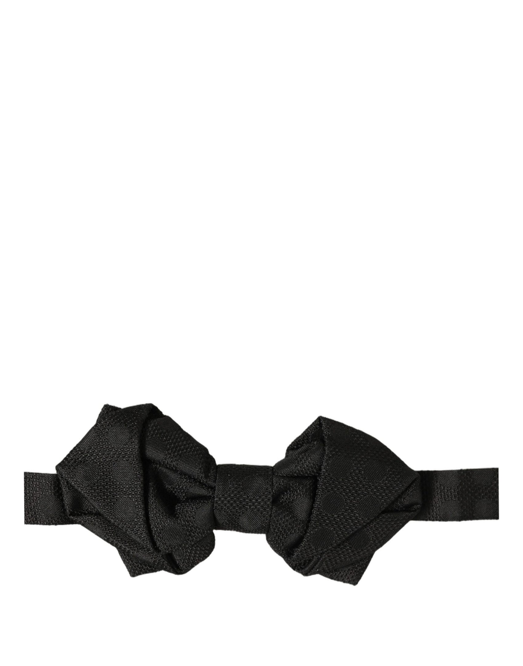Dolce & Gabbana Men Black 100% Silk Adjustable Neck Papillon Bow Tie