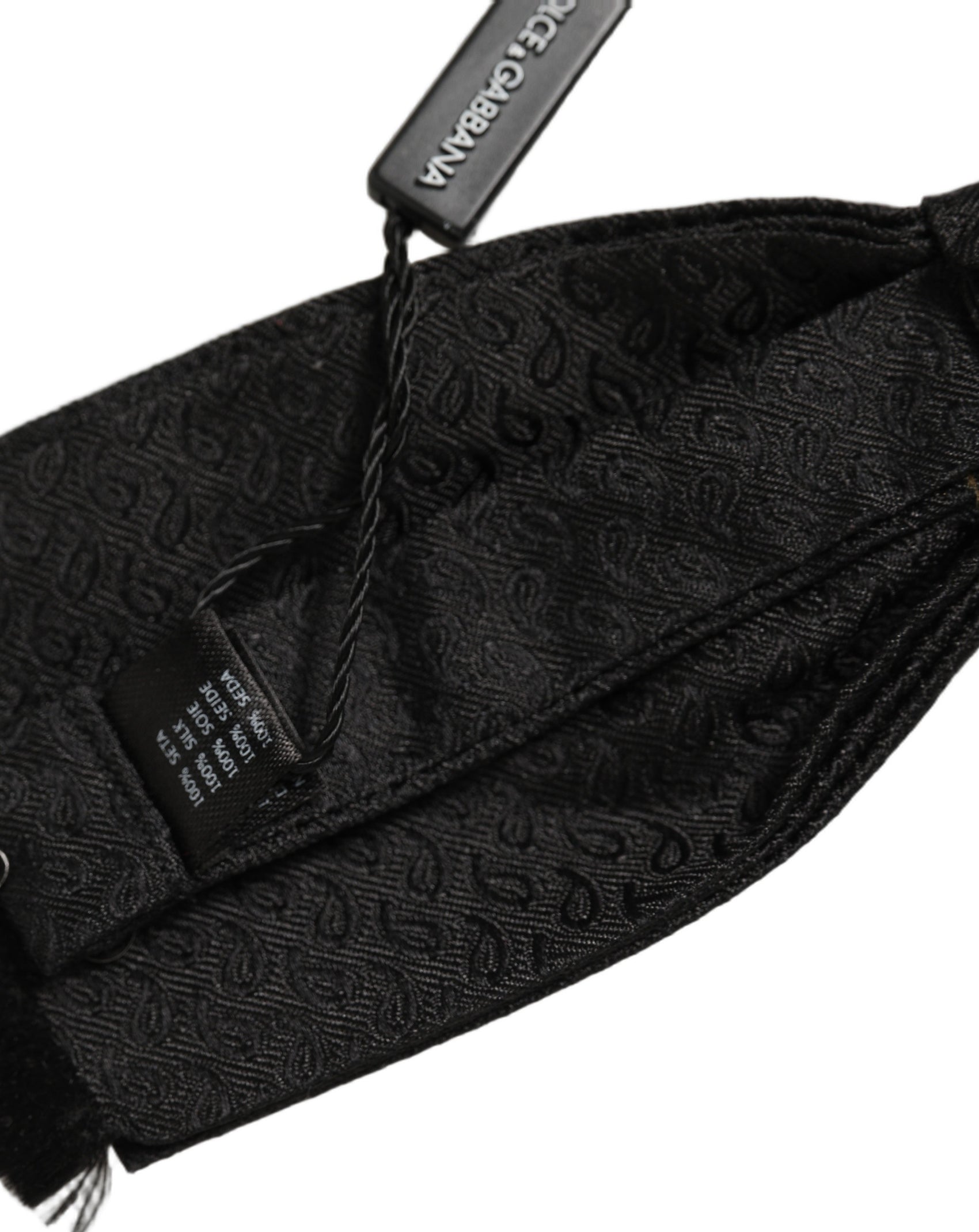 Dolce & Gabbana Men Black 100% SIlk Adjustable Neck Papillon Bow Tie