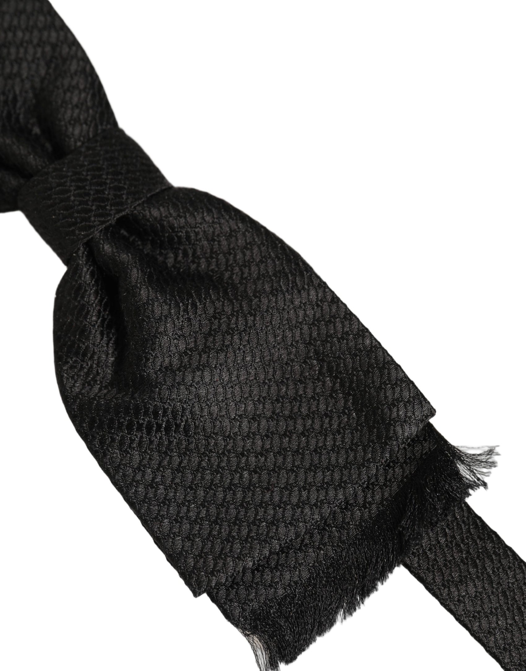 Dolce & Gabbana Men Black 100% SIlk Adjustable Neck Papillon Bow Tie