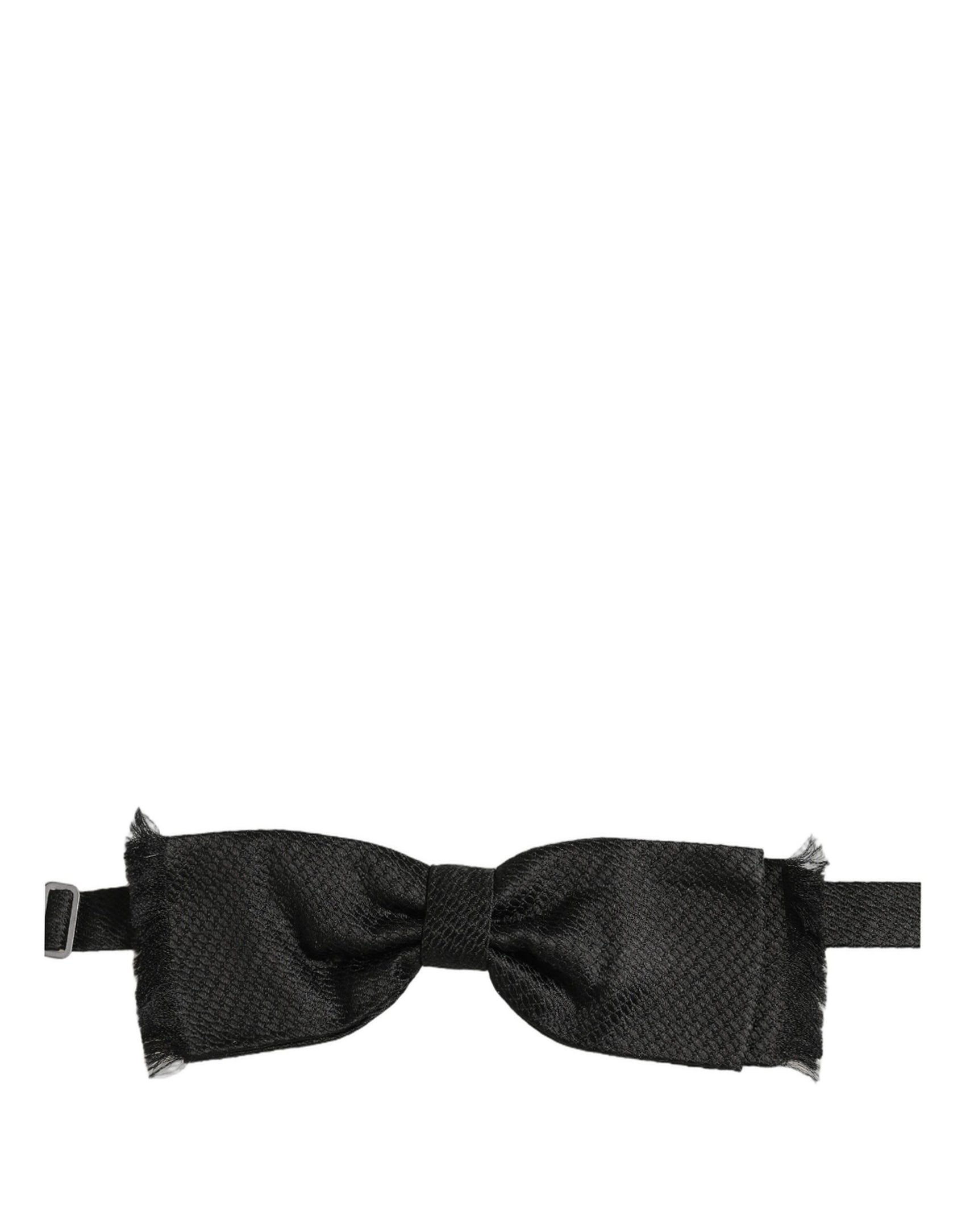 Dolce & Gabbana Men Black 100% SIlk Adjustable Neck Papillon Bow Tie