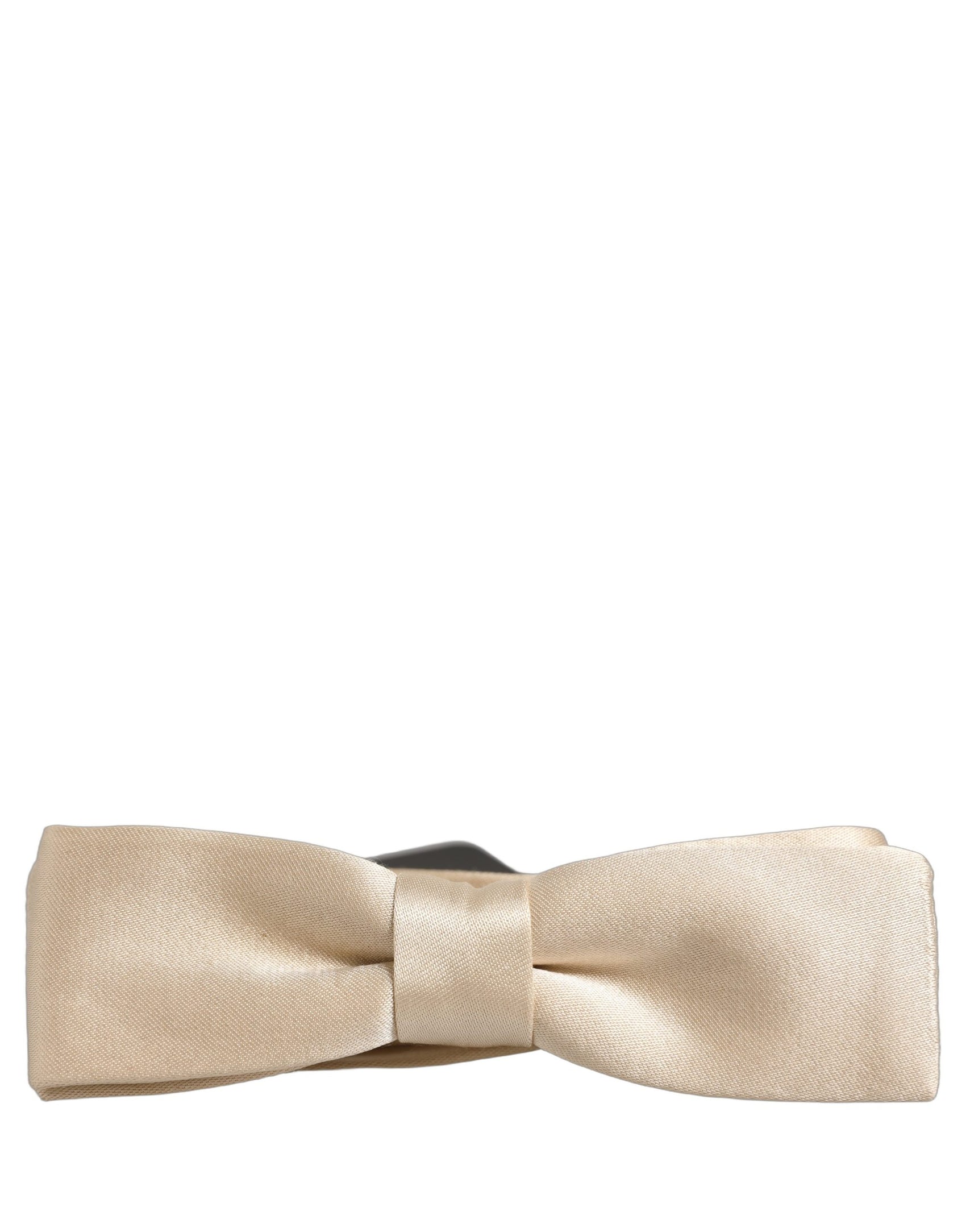 Dolce & Gabbana Men Beige 100% Silk Adjustable Neck Papillon Bow Tie