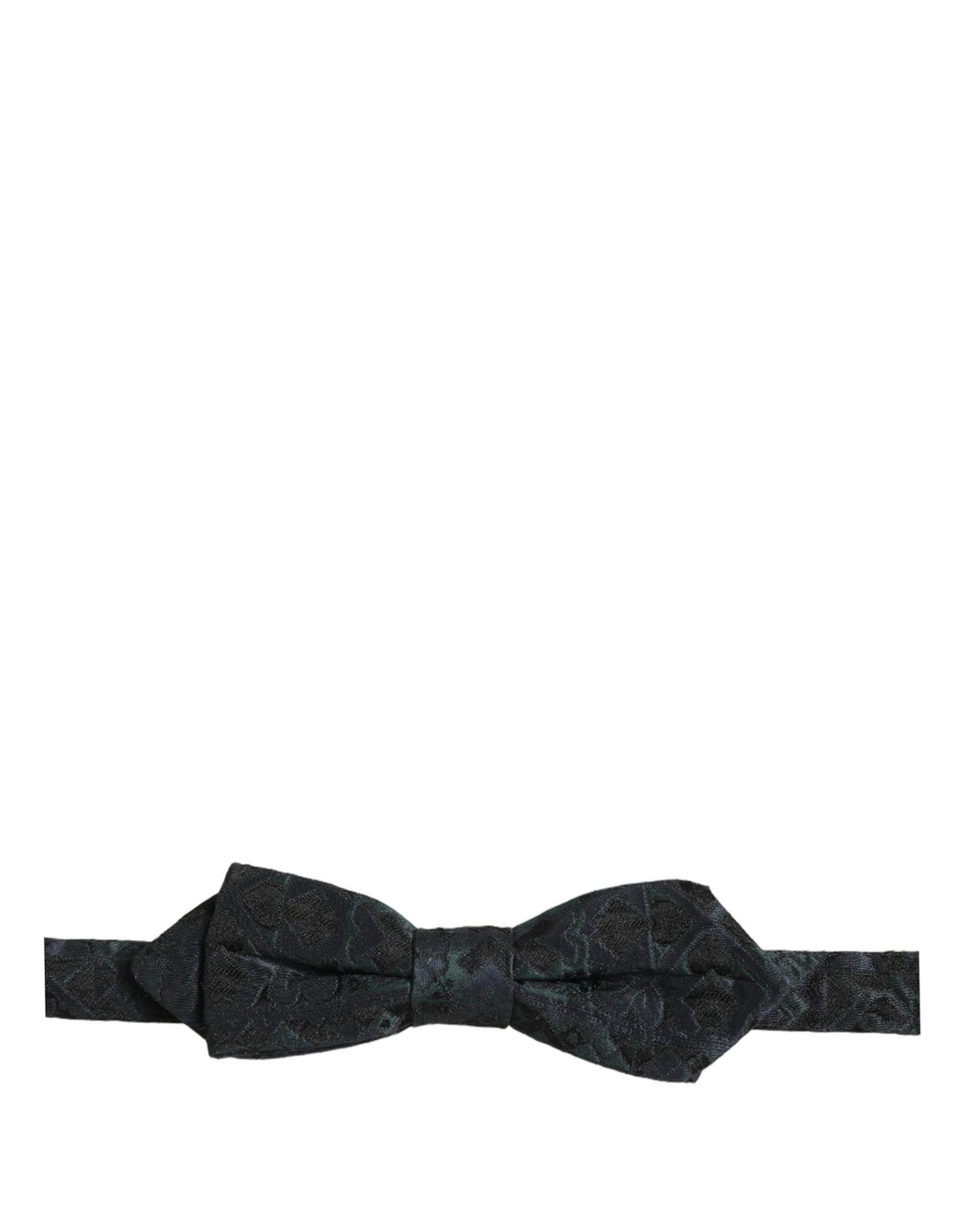 Dolce & Gabbana Men Black Green Paisley Adjustable Neck Papillon Bow Tie