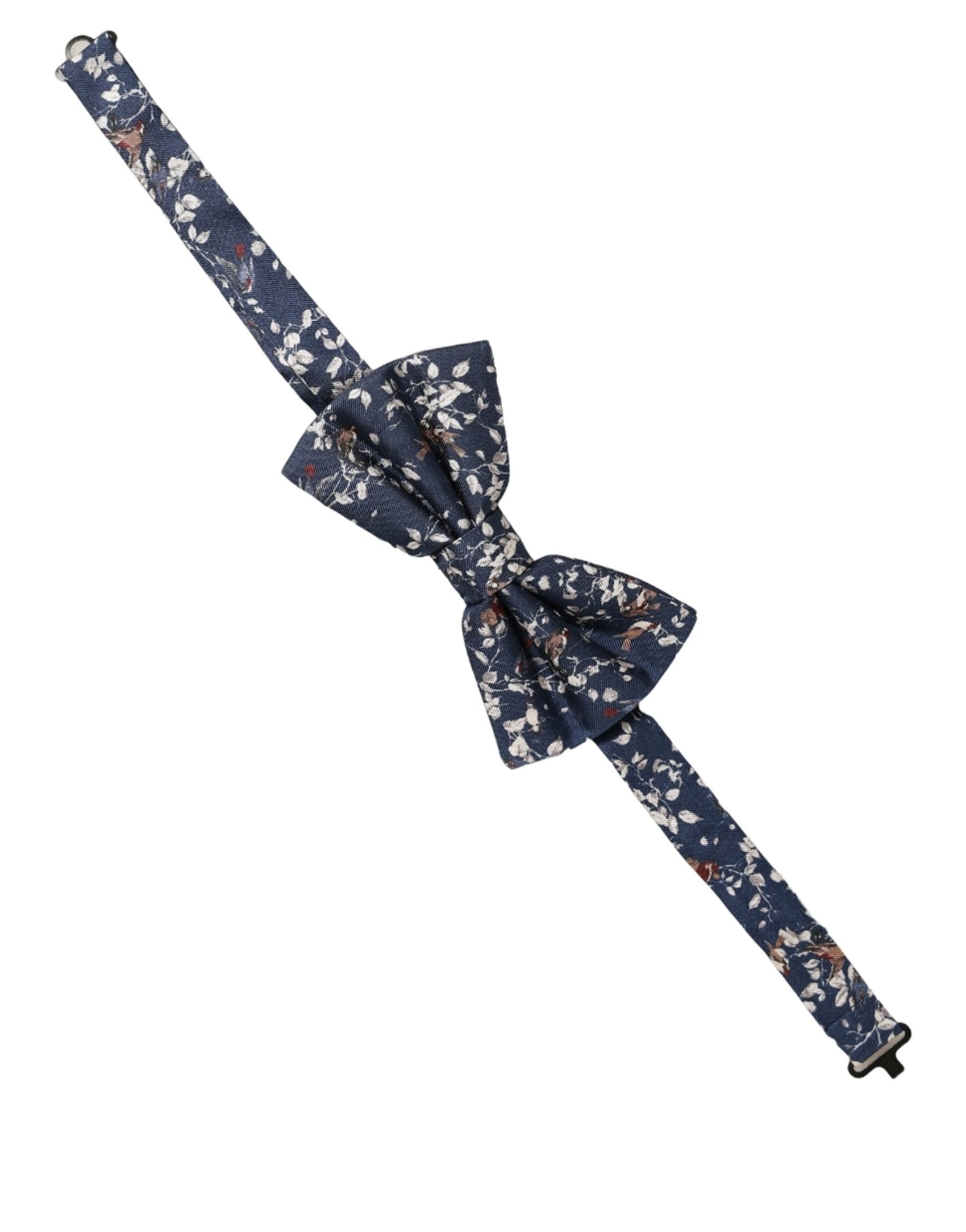 Dolce & Gabbana Men Navy Blue Floral Adjustable Neck Papillon Bow Tie