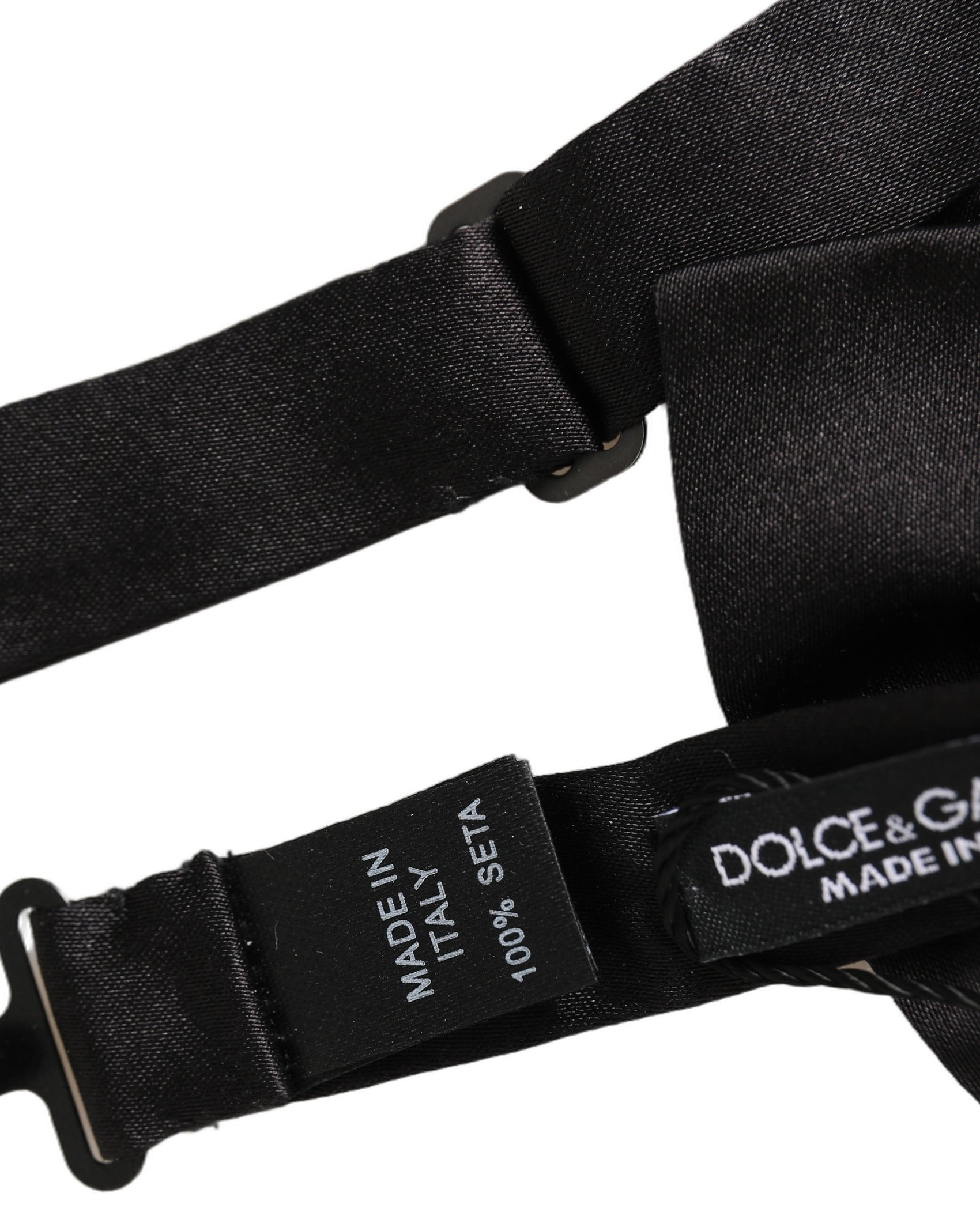 Dolce & Gabbana Men Black 100% Silk Adjustable Neck Papillon Bow Tie