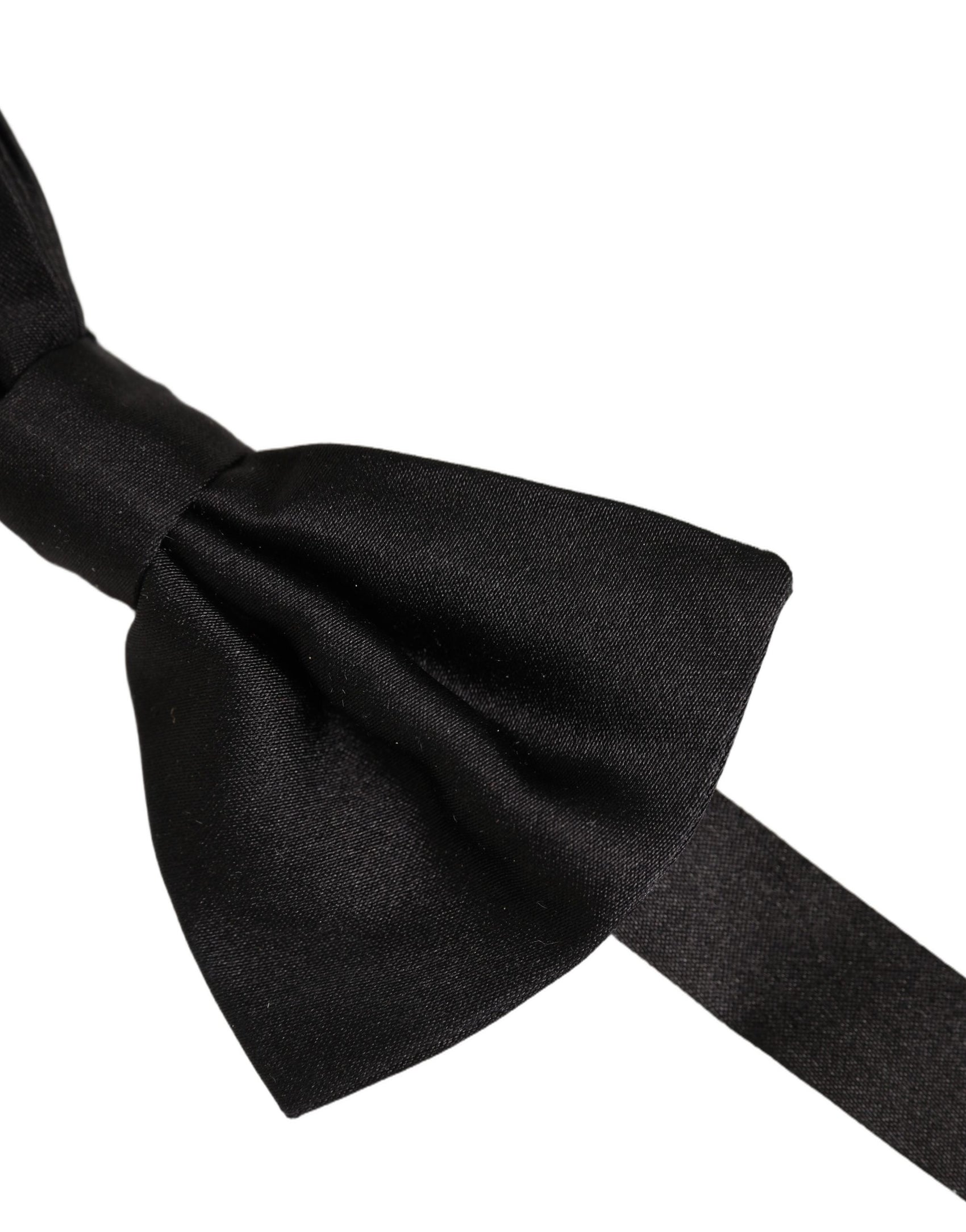 Dolce & Gabbana Men Black 100% Silk Adjustable Neck Papillon Bow Tie