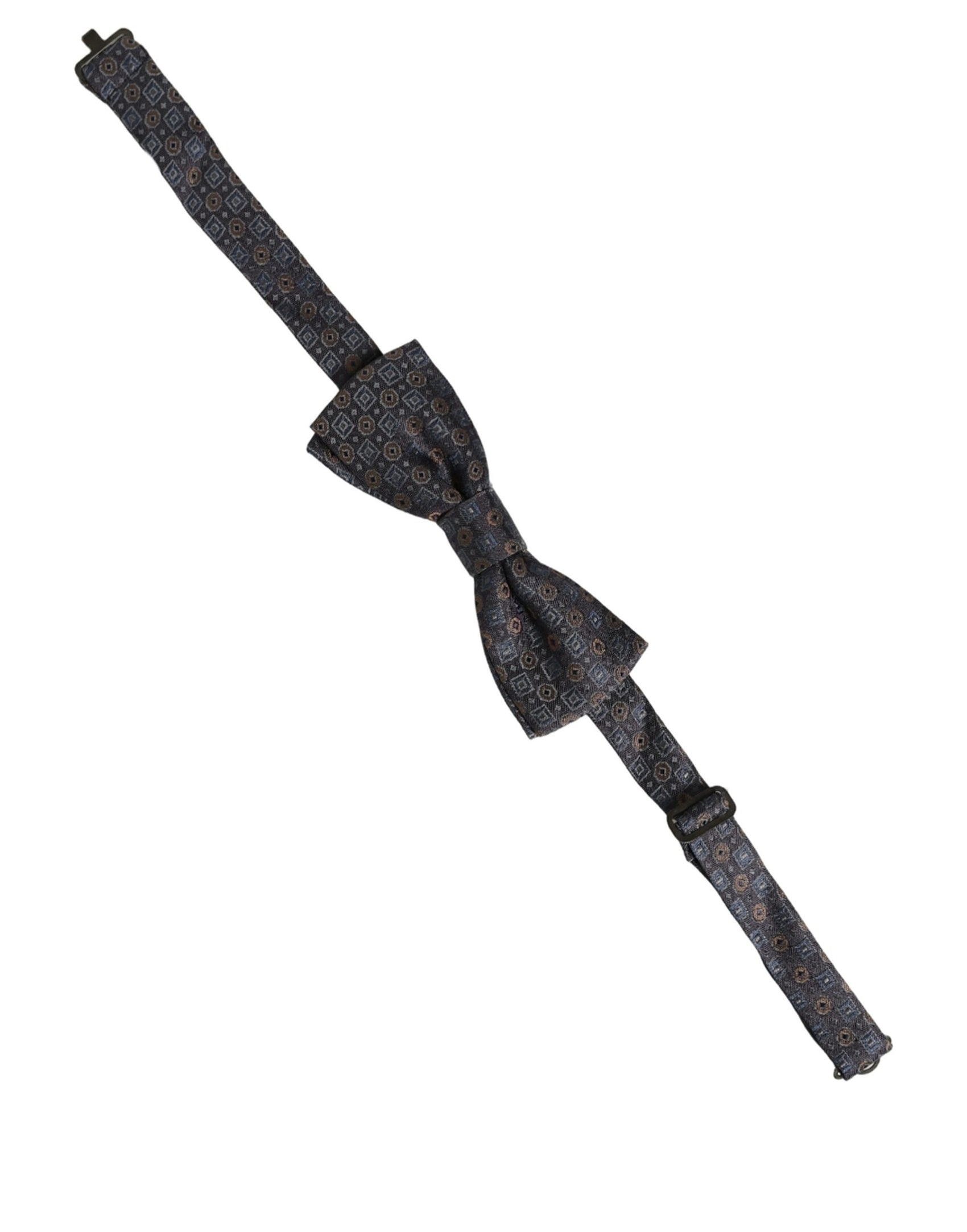 Dolce & Gabbana Men Dark Gray Geometric Adjustable Neck Bow Tie