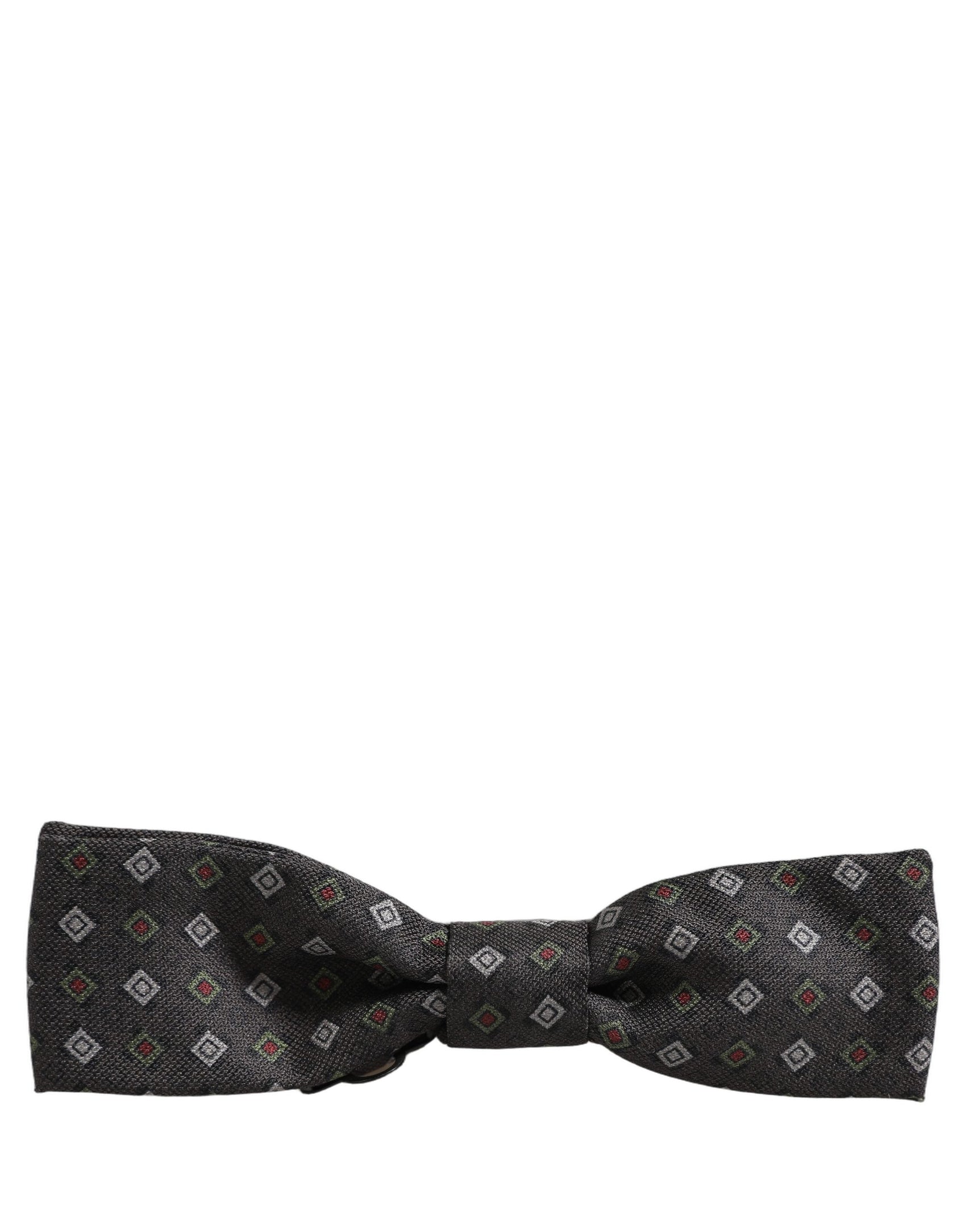 Dolce & Gabbana Men Dark Gray Geometric Adjustable Bow Tie