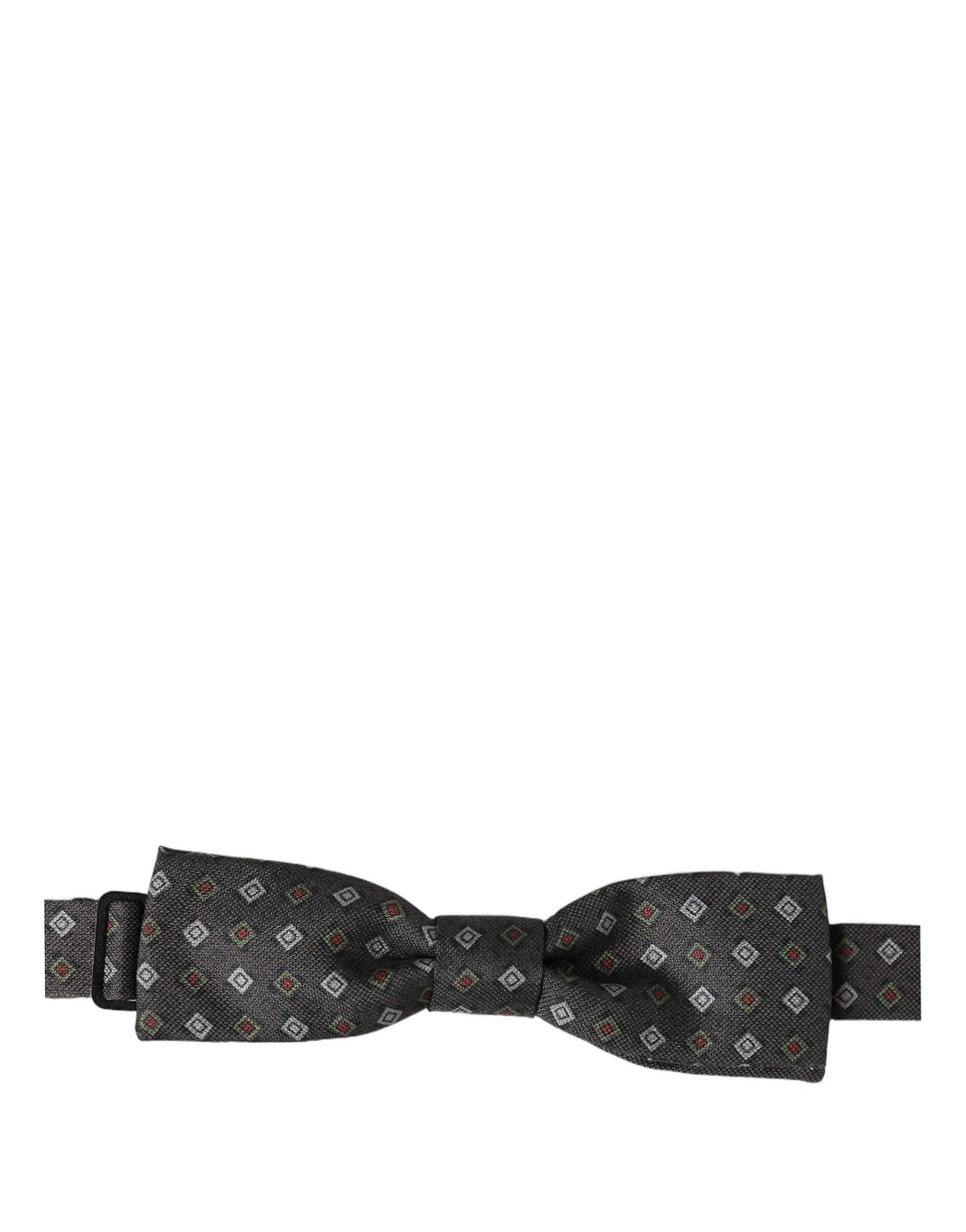 Dolce & Gabbana Men Dark Gray Geometric Adjustable Bow Tie