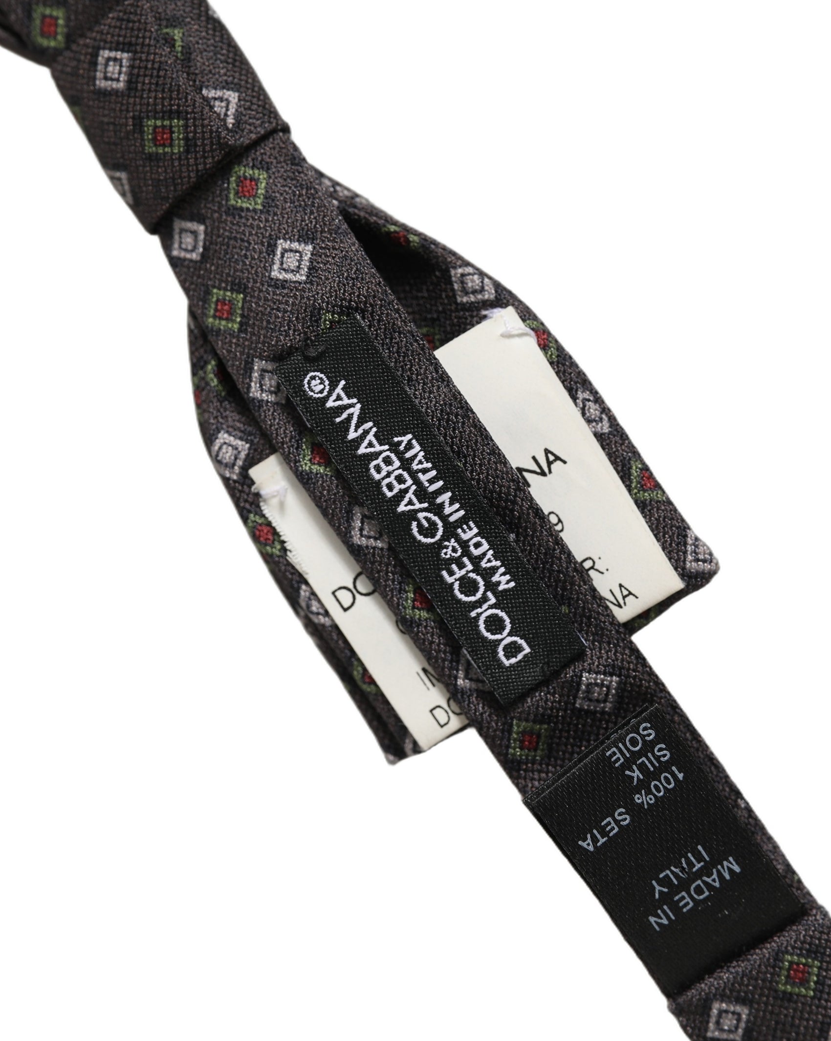 Dolce & Gabbana Men Dark Gray Geometric Adjustable Bow Tie
