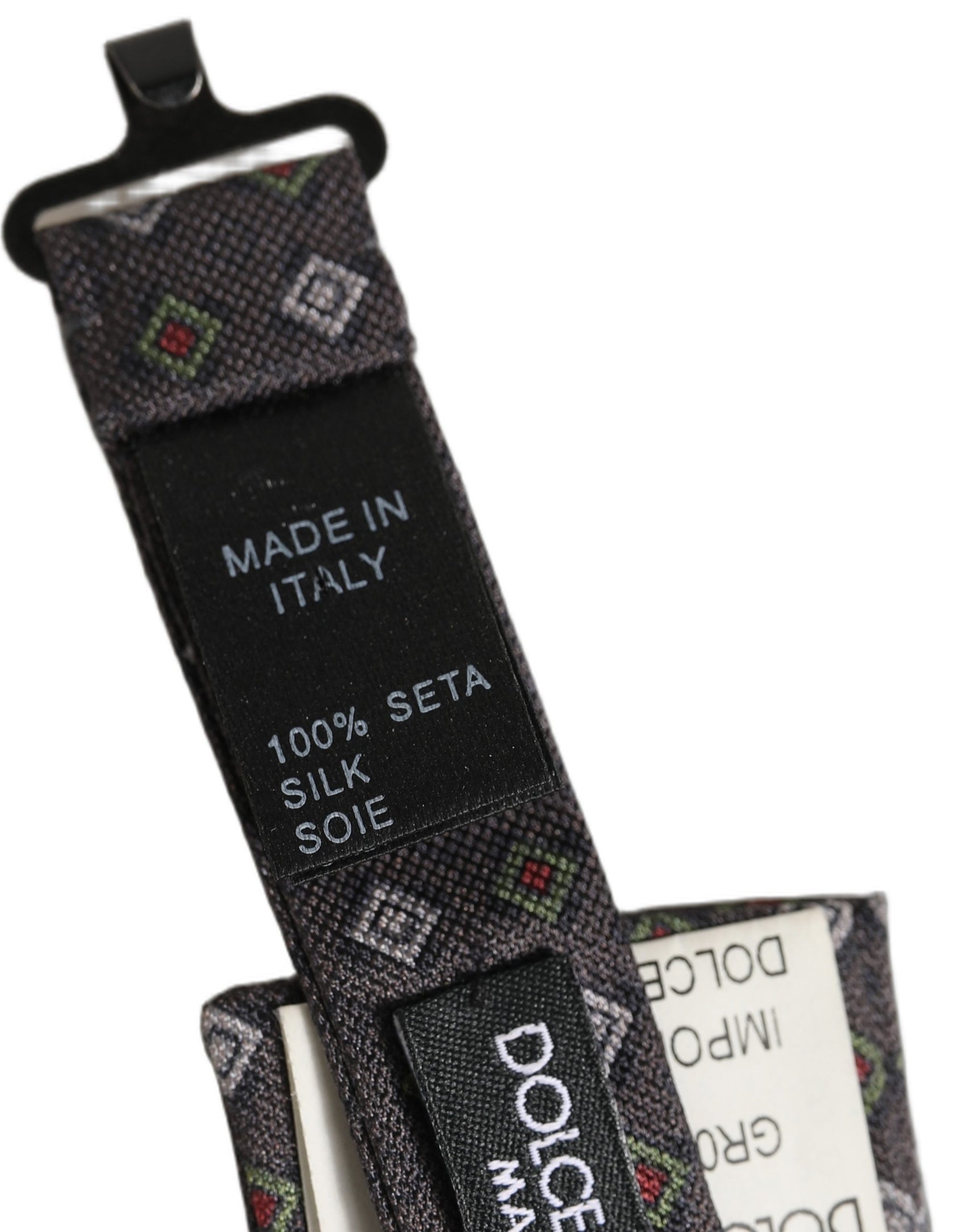 Dolce & Gabbana Men Dark Gray Geometric Adjustable Bow Tie