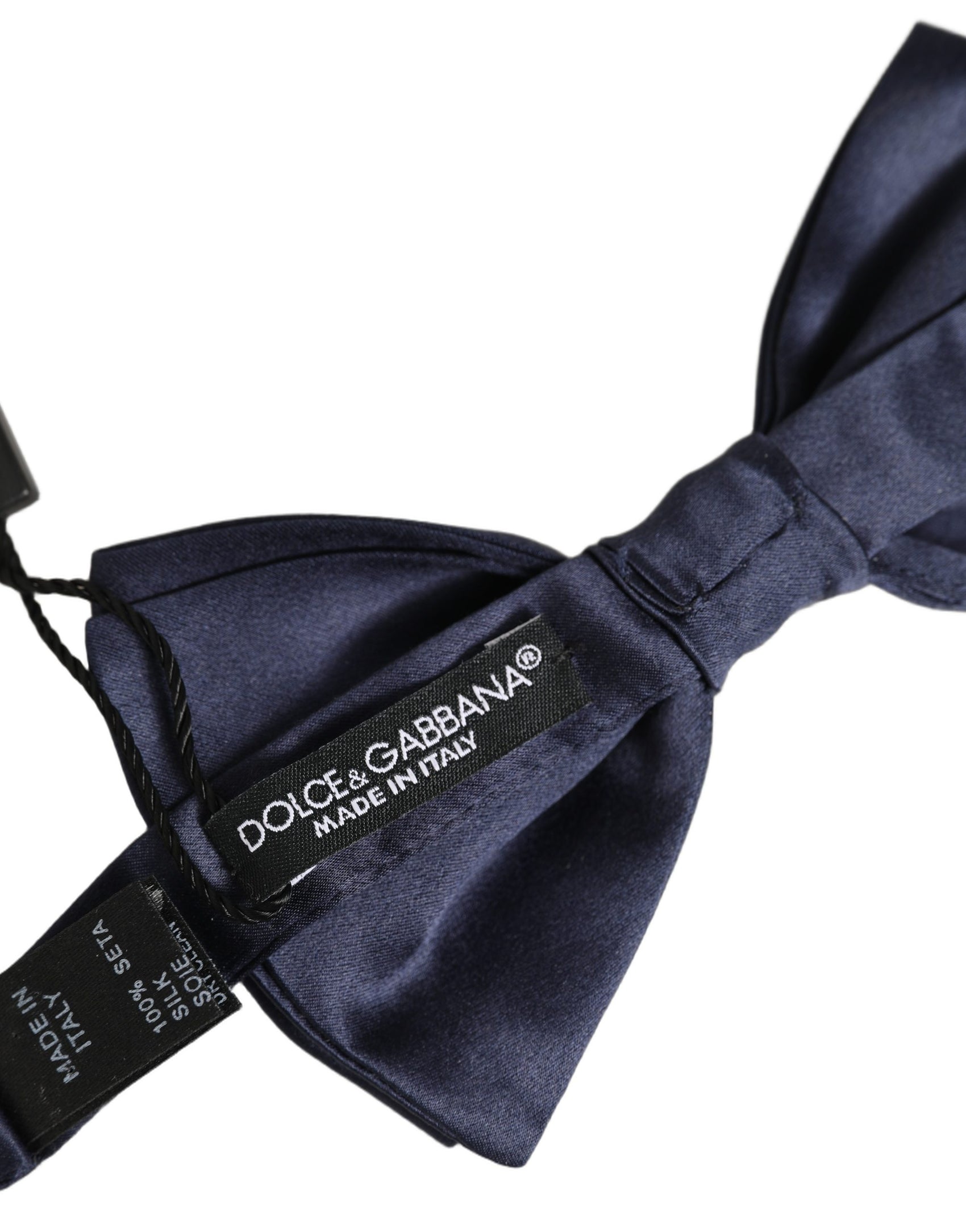 Dolce & Gabbana Dark Blue 100% Silk Adjustable Neck Papillon Bow Tie