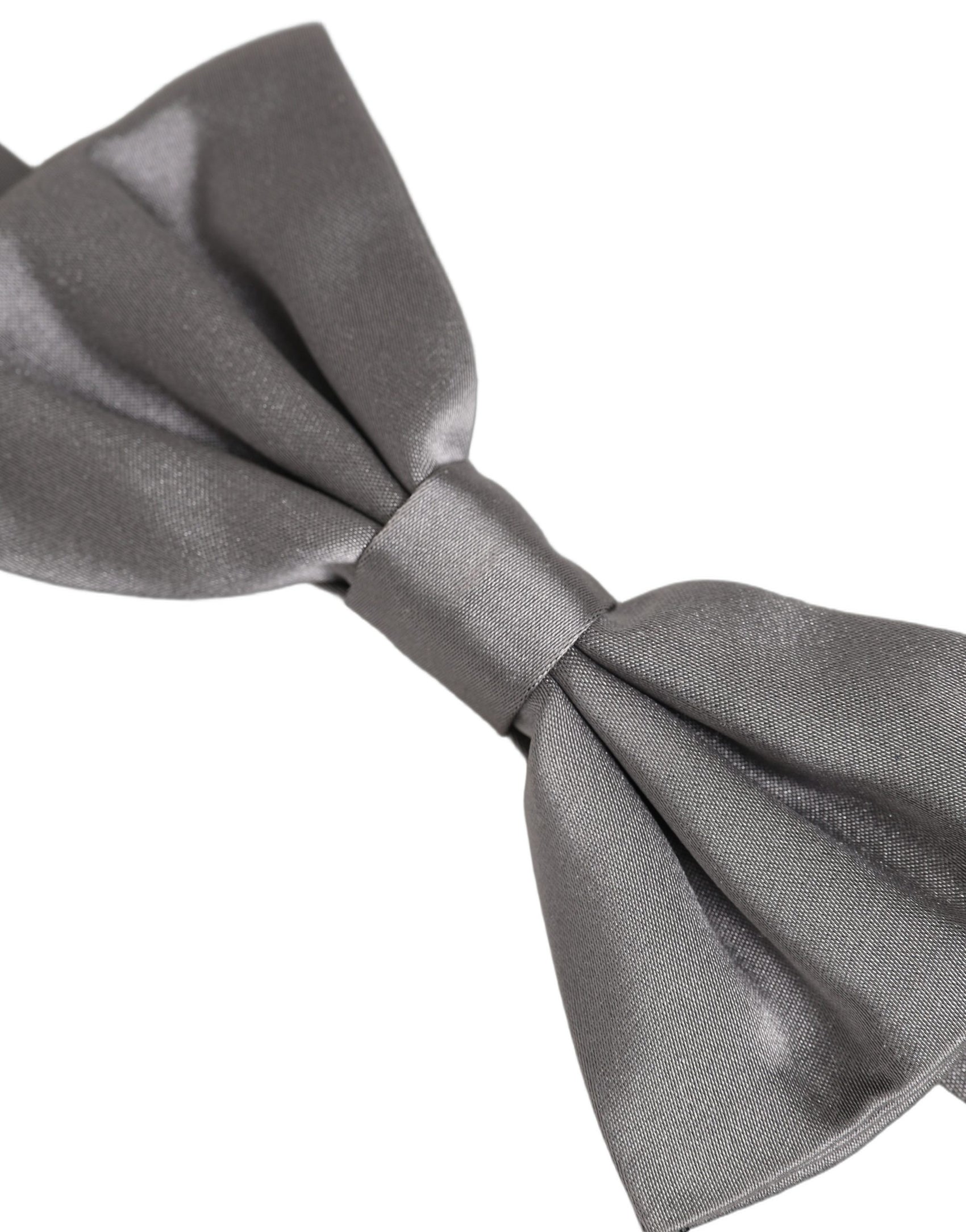 Dolce & Gabbana Men Gray 100% Silk Adjustable Neck Papillon Bow Tie