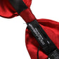 Dolce & Gabbana Men Black Red Silk Adjustable Neck Papillon Bow Tie