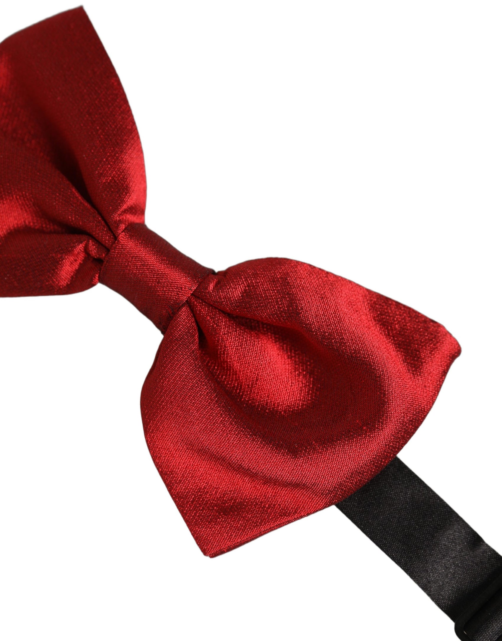 Dolce & Gabbana Men Black Red Silk Adjustable Neck Papillon Bow Tie