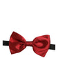 Dolce & Gabbana Men Black Red Silk Adjustable Neck Papillon Bow Tie