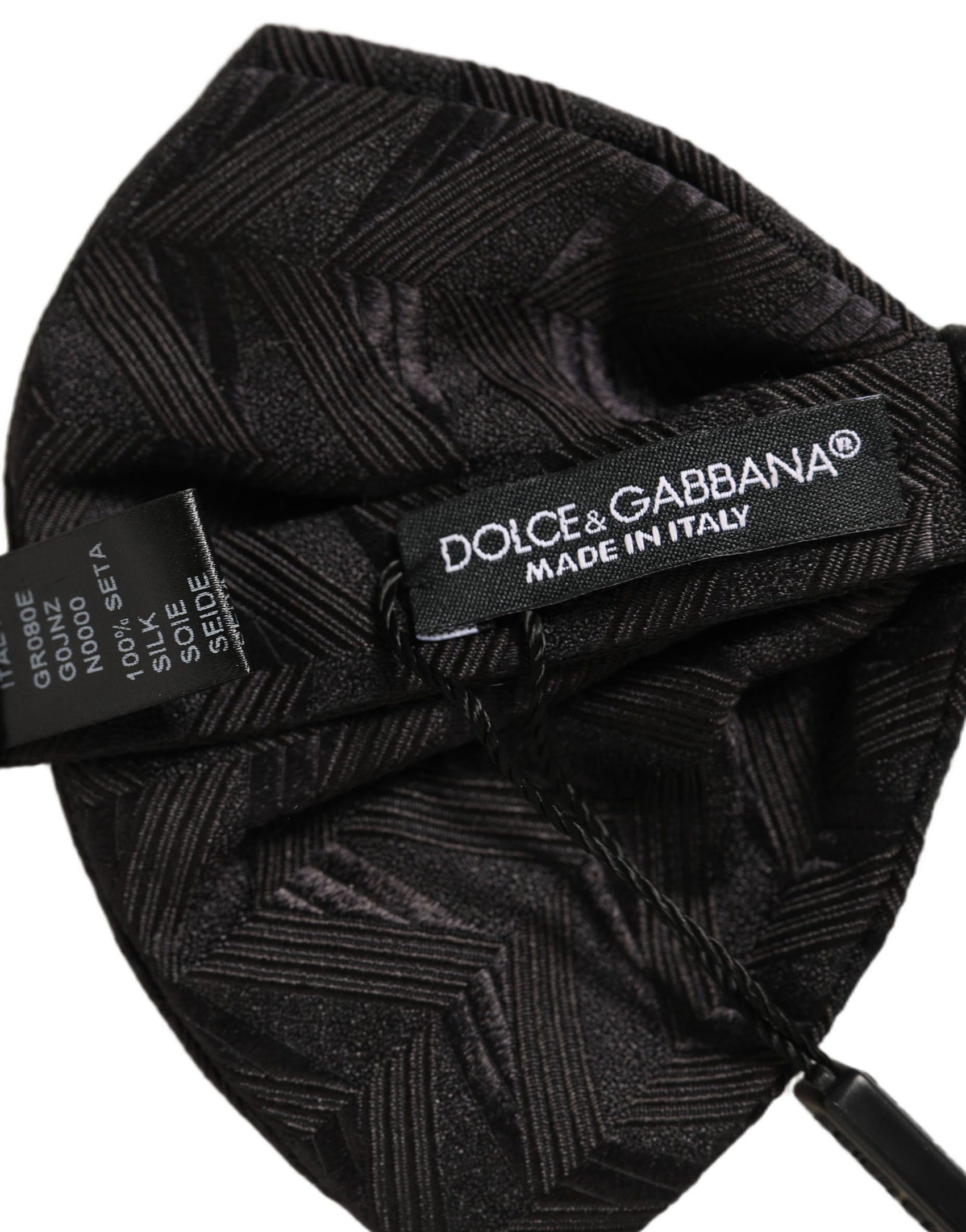 Dolce & Gabbana Men Black Patterned Adjustable Neck Papillon Bow Tie