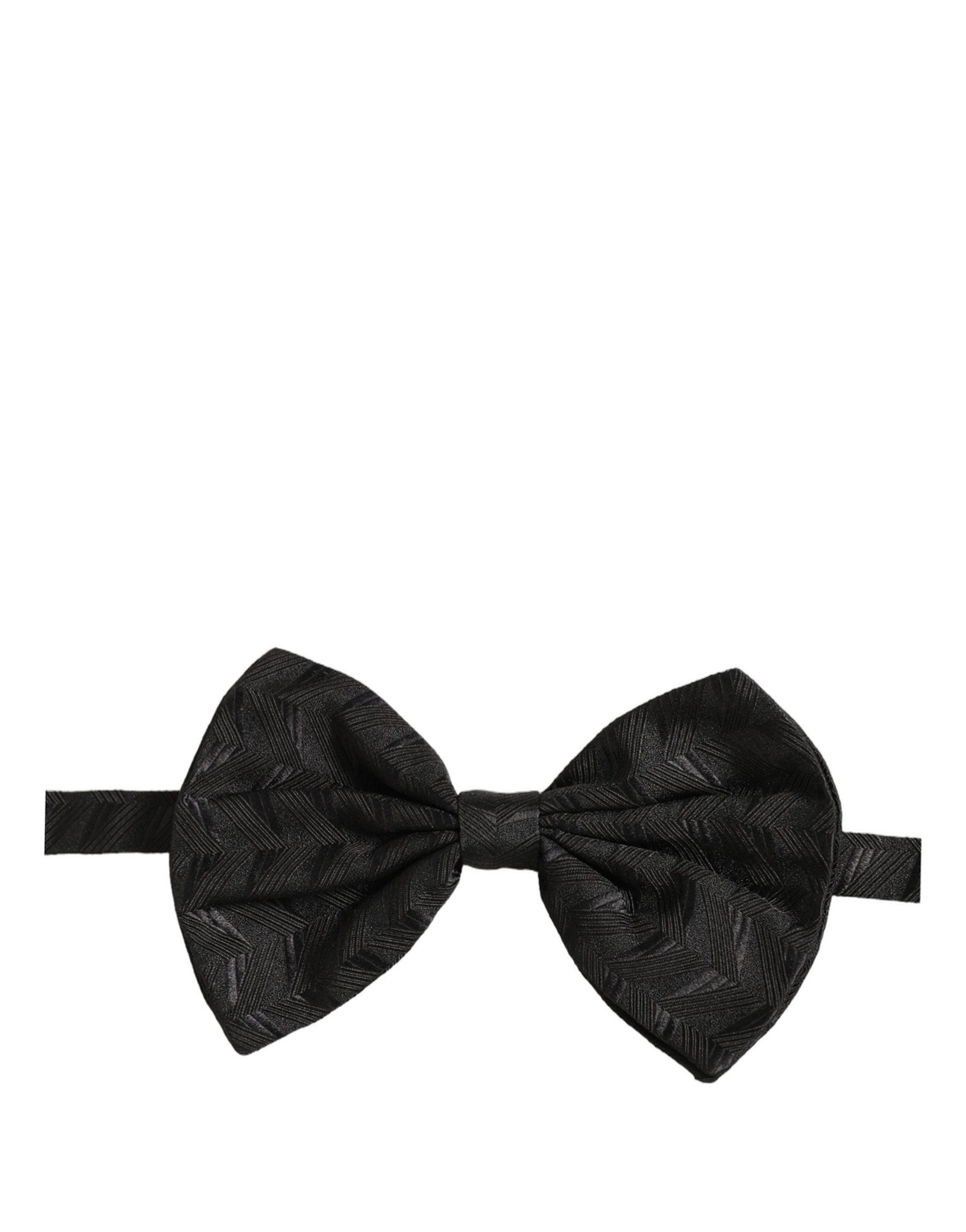 Dolce & Gabbana Men Black Patterned Adjustable Neck Papillon Bow Tie