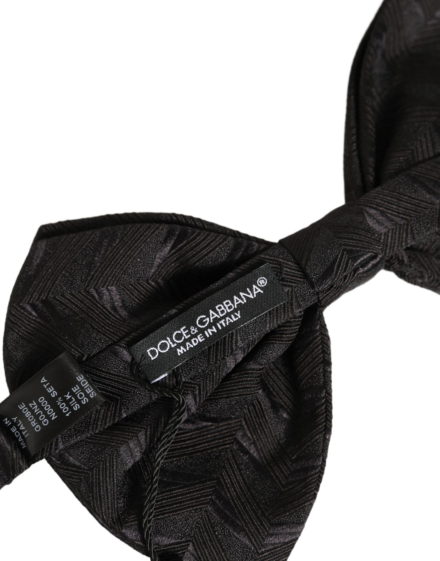 Dolce & Gabbana Men Black Patterned Adjustable Neck Papillon Bow Tie