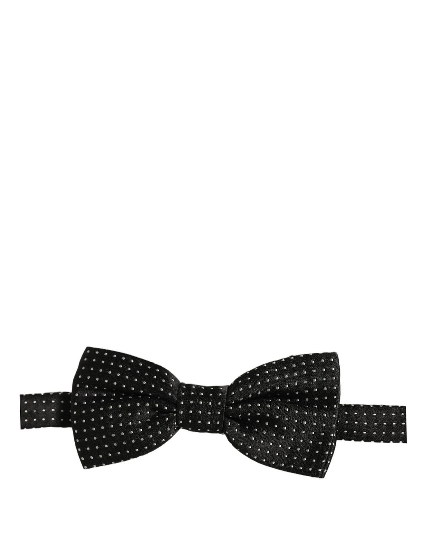 Dolce & Gabbana Men Black White PolkaDot Adjustable Bow Tie