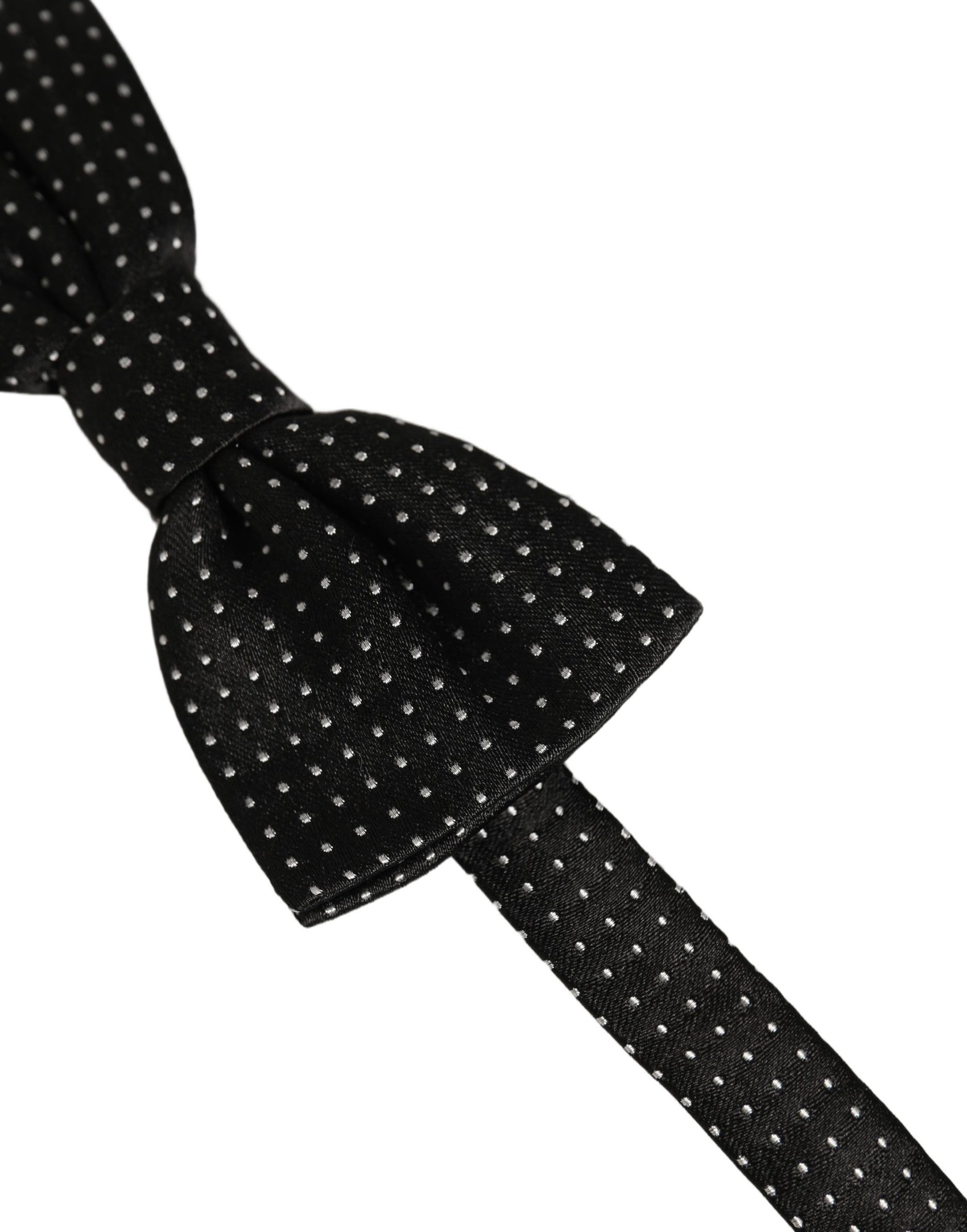 Dolce & Gabbana Men Black White PolkaDot Adjustable Bow Tie