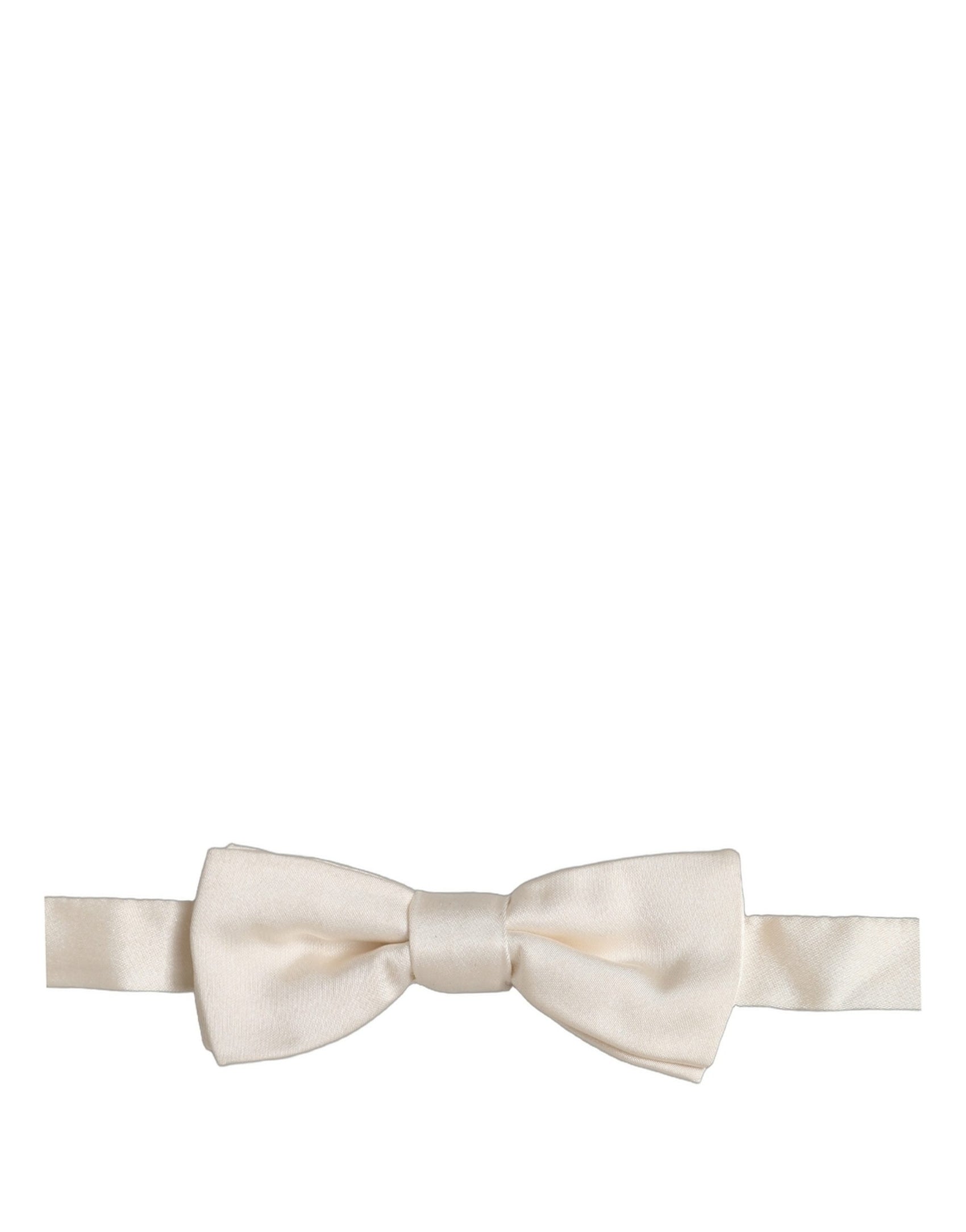 Dolce & Gabbana Men Off White 100% Silk Adjustable Neck Papillon Bow Tie